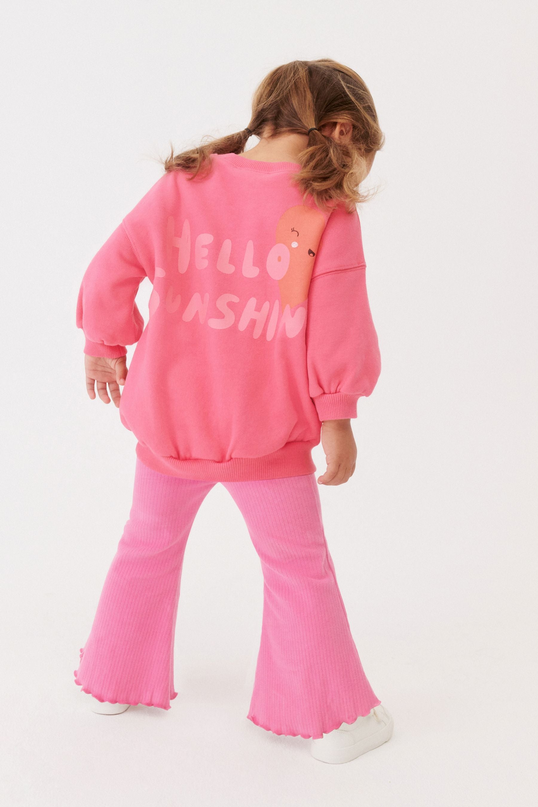 Pink Sweatshirt and Flared Leggings Set (3mths-7yrs)