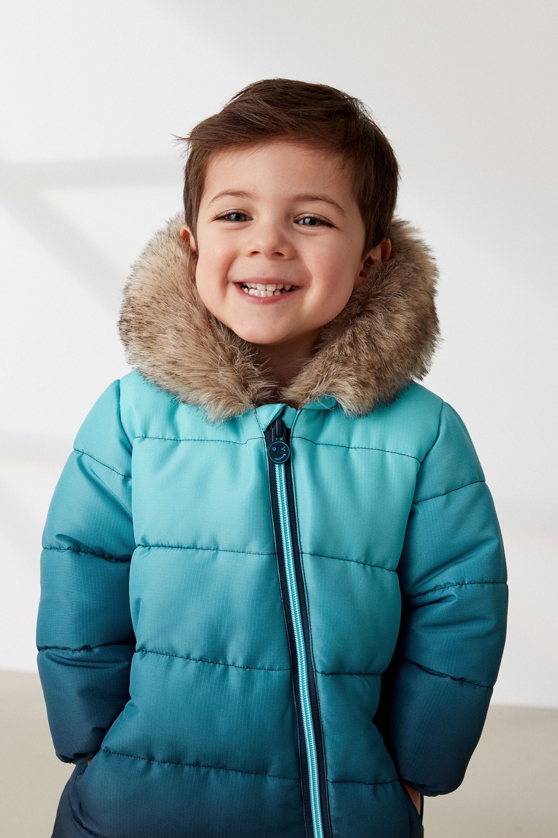 Blue Dip Dye Snowsuit With Faux Fur Hood Trim (3mths-7yrs)