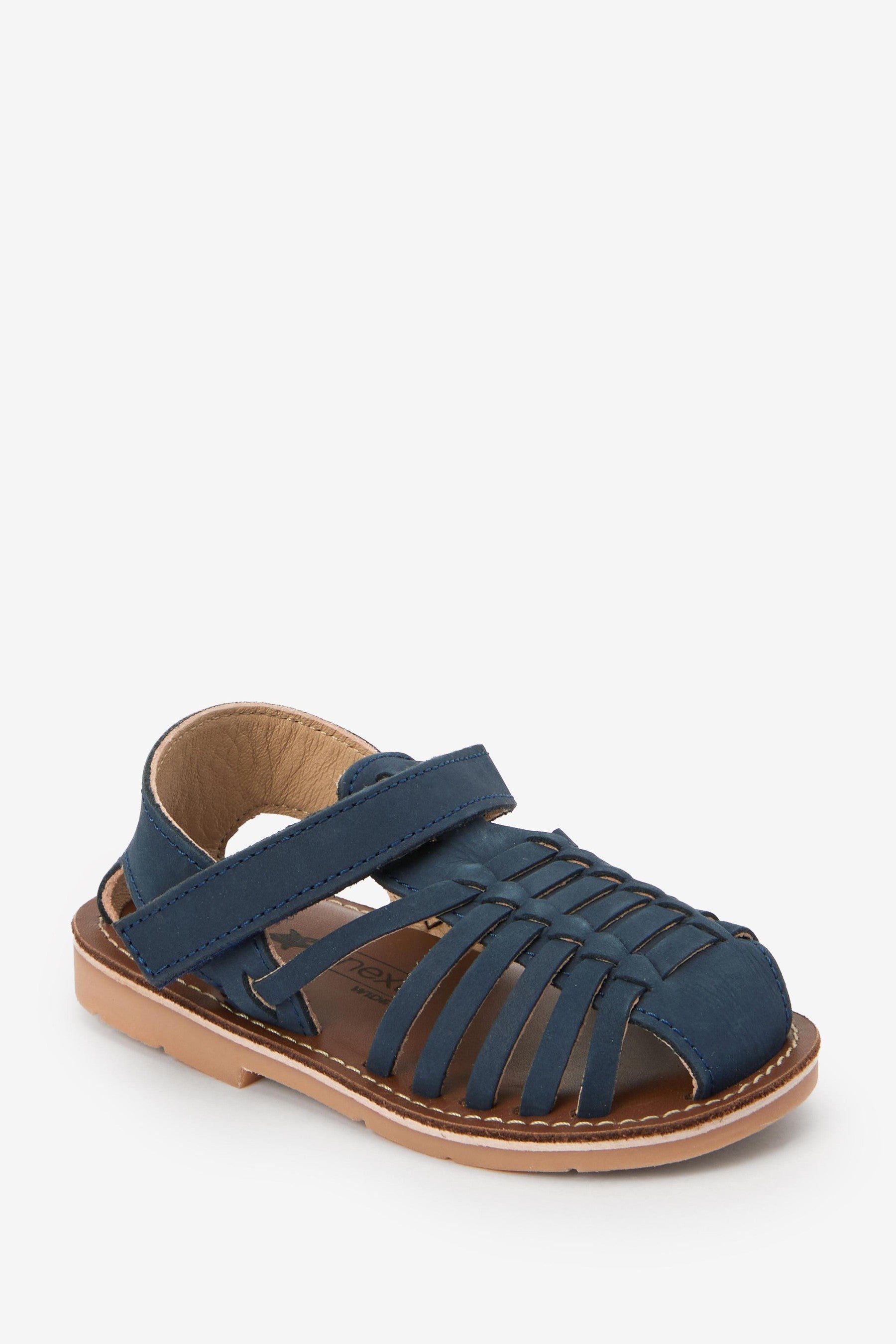 Navy Wide Fit (G) Leather Sandals