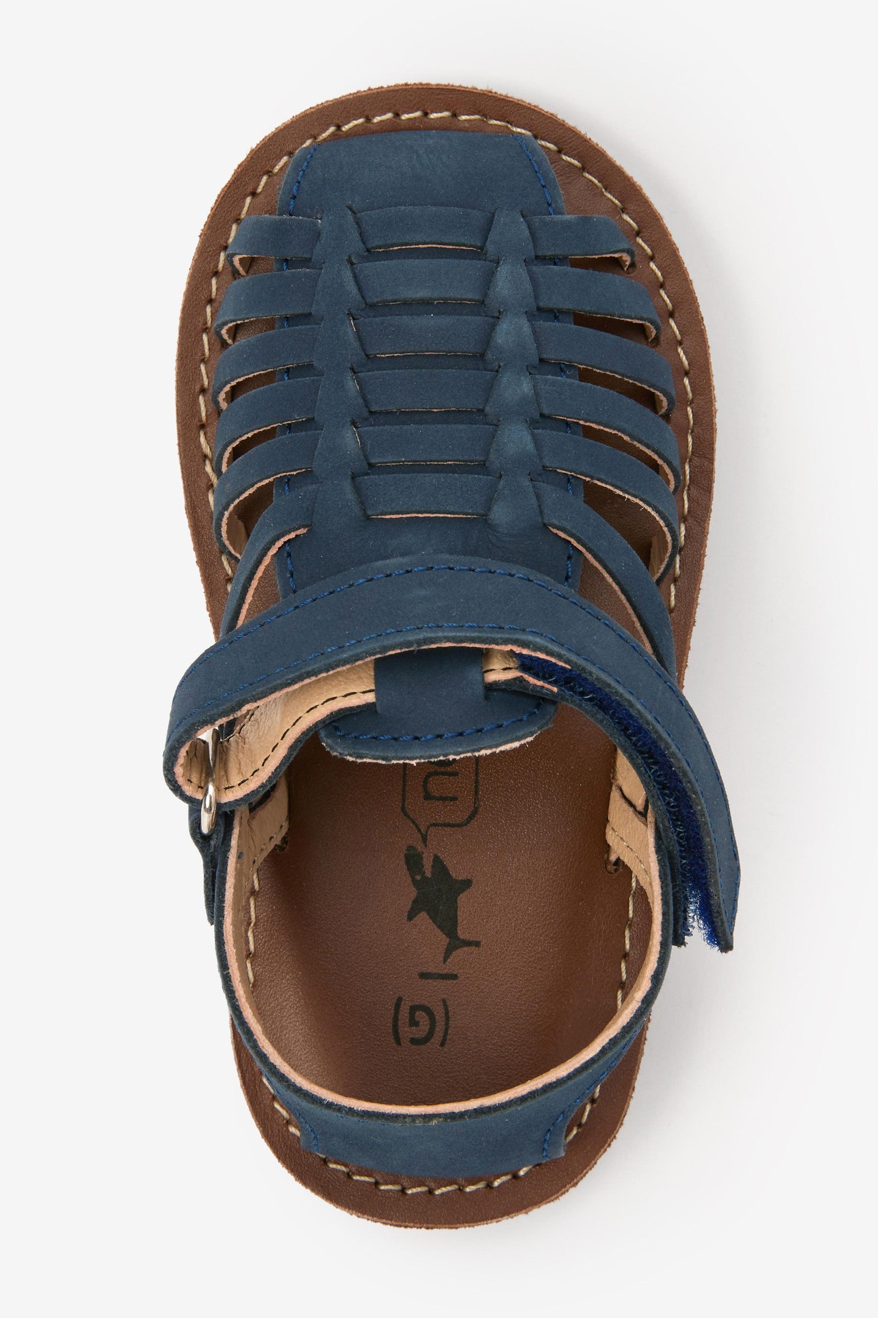 Navy Wide Fit (G) Leather Sandals