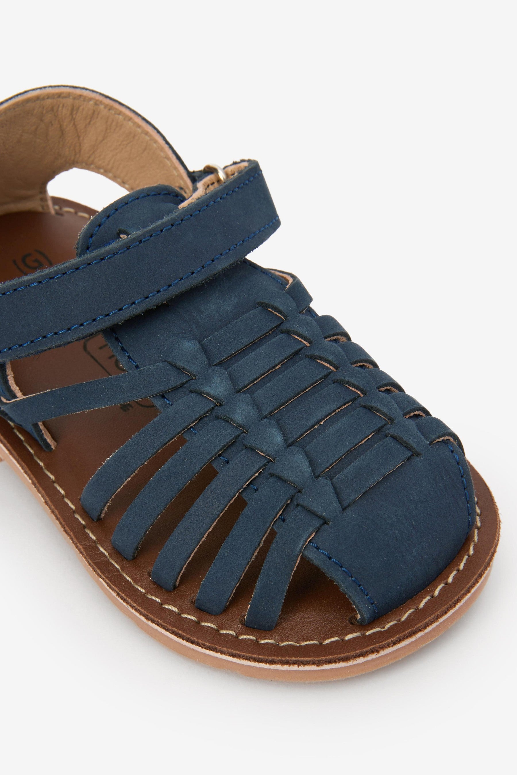 Navy Wide Fit (G) Leather Sandals