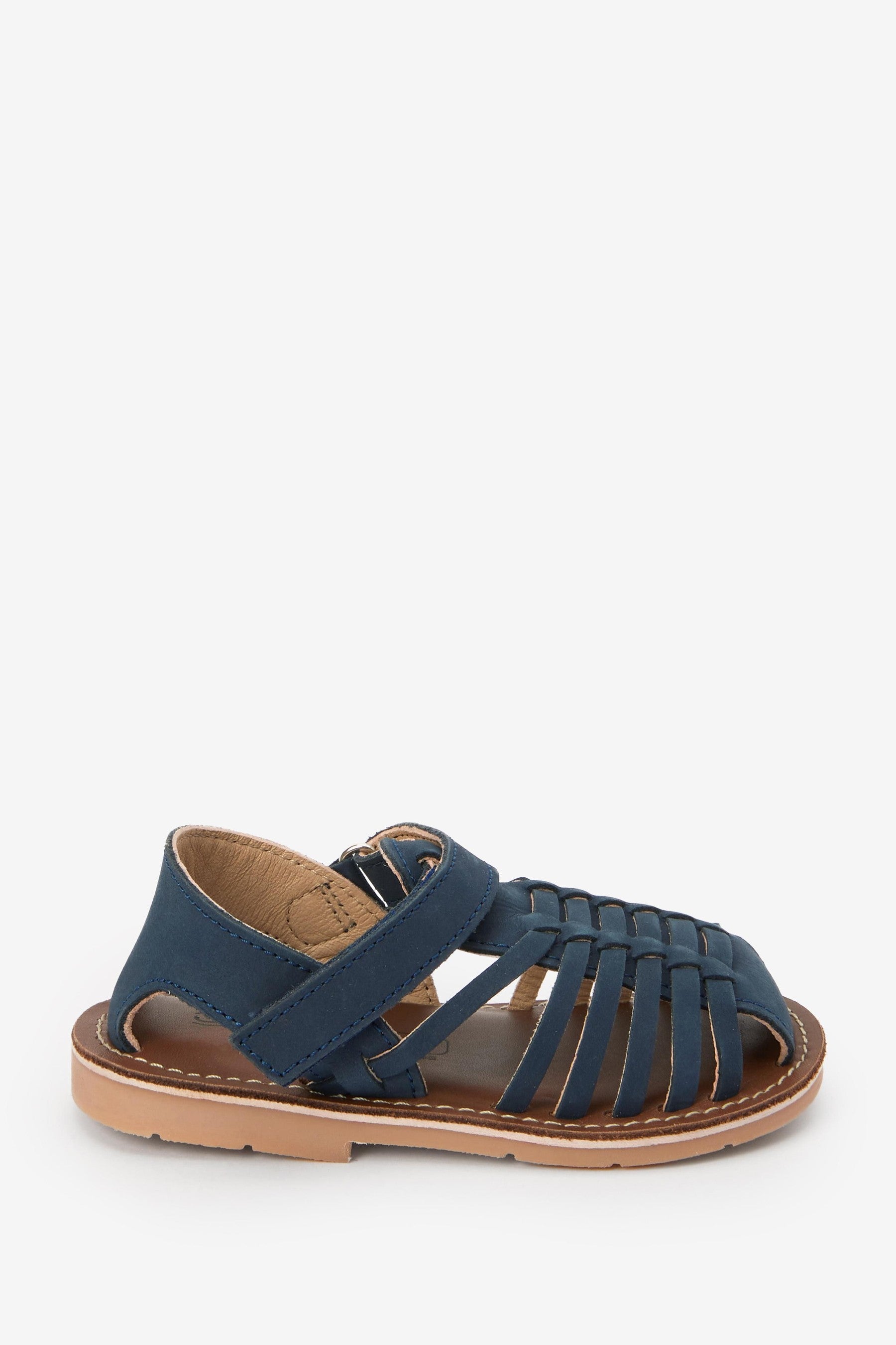 Navy Wide Fit (G) Leather Sandals