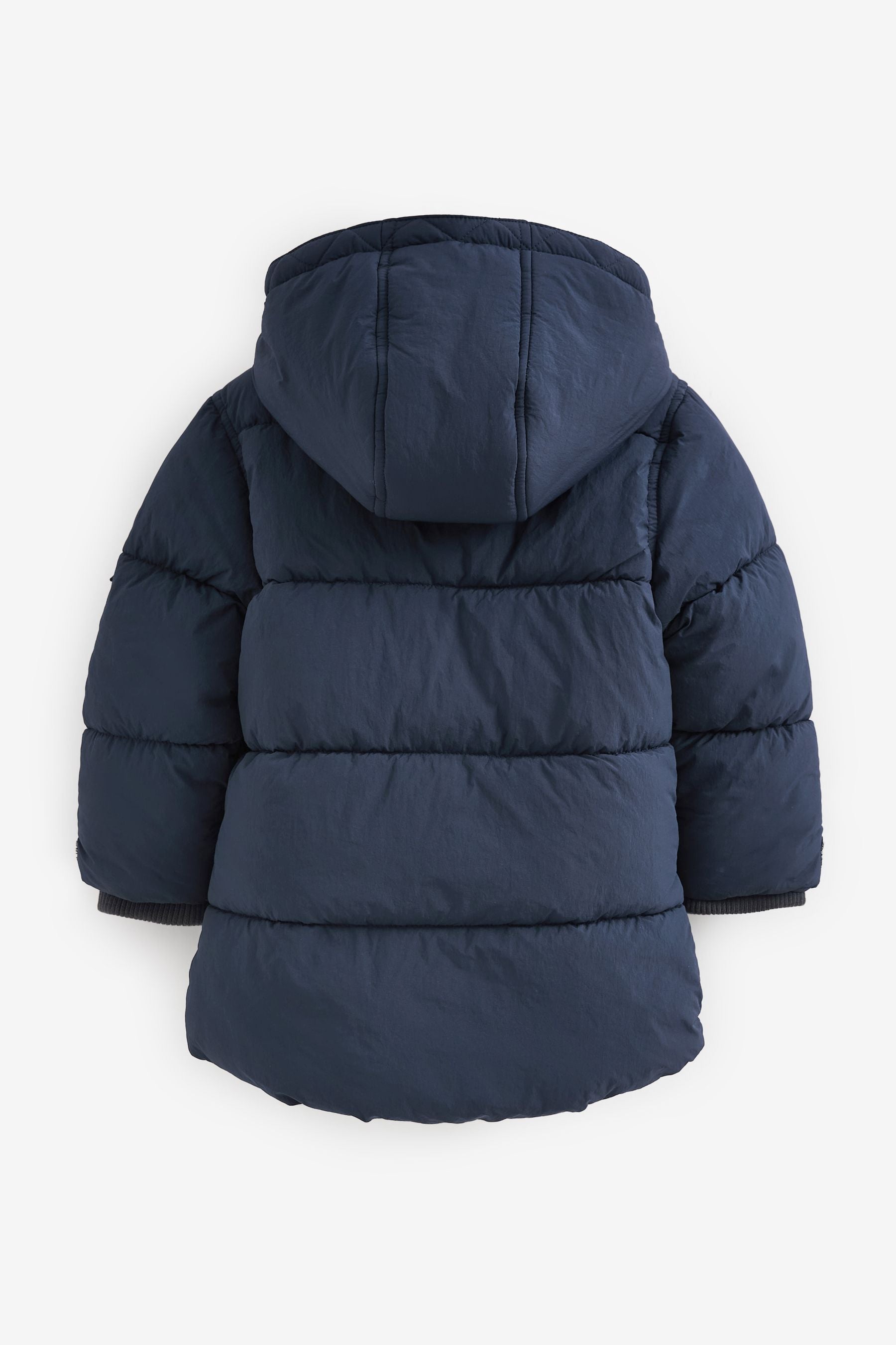 Navy Blue Borg Teddy Lined Padded Coat (3mths-7yrs)