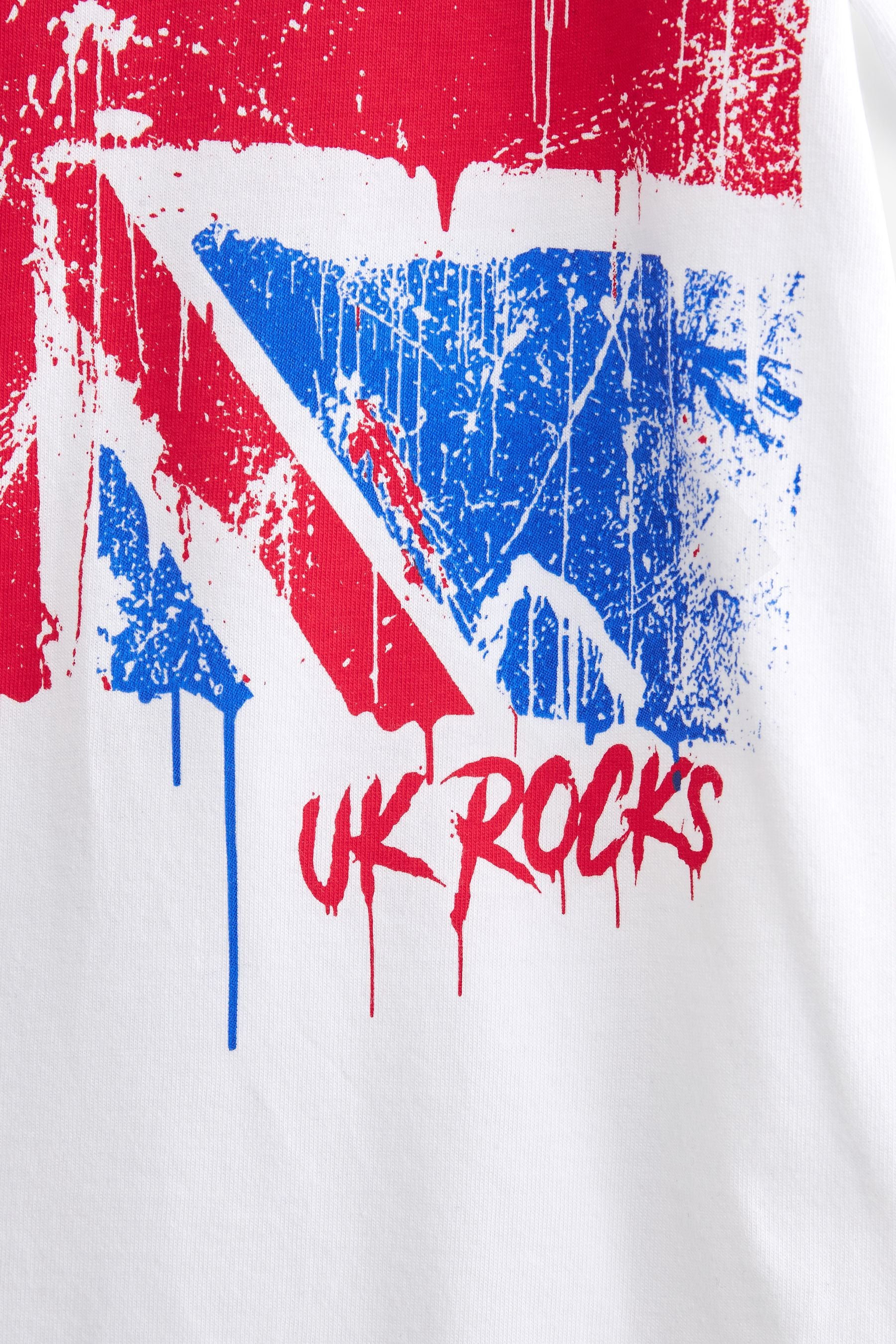 White Union Jack Flag Short Sleeve T-Shirt (4-15yrs)