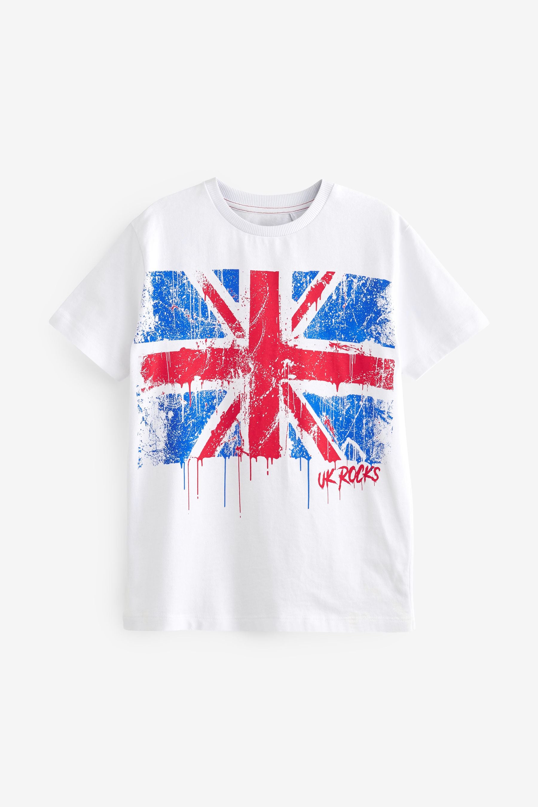 White Union Jack Flag Short Sleeve T-Shirt (4-15yrs)