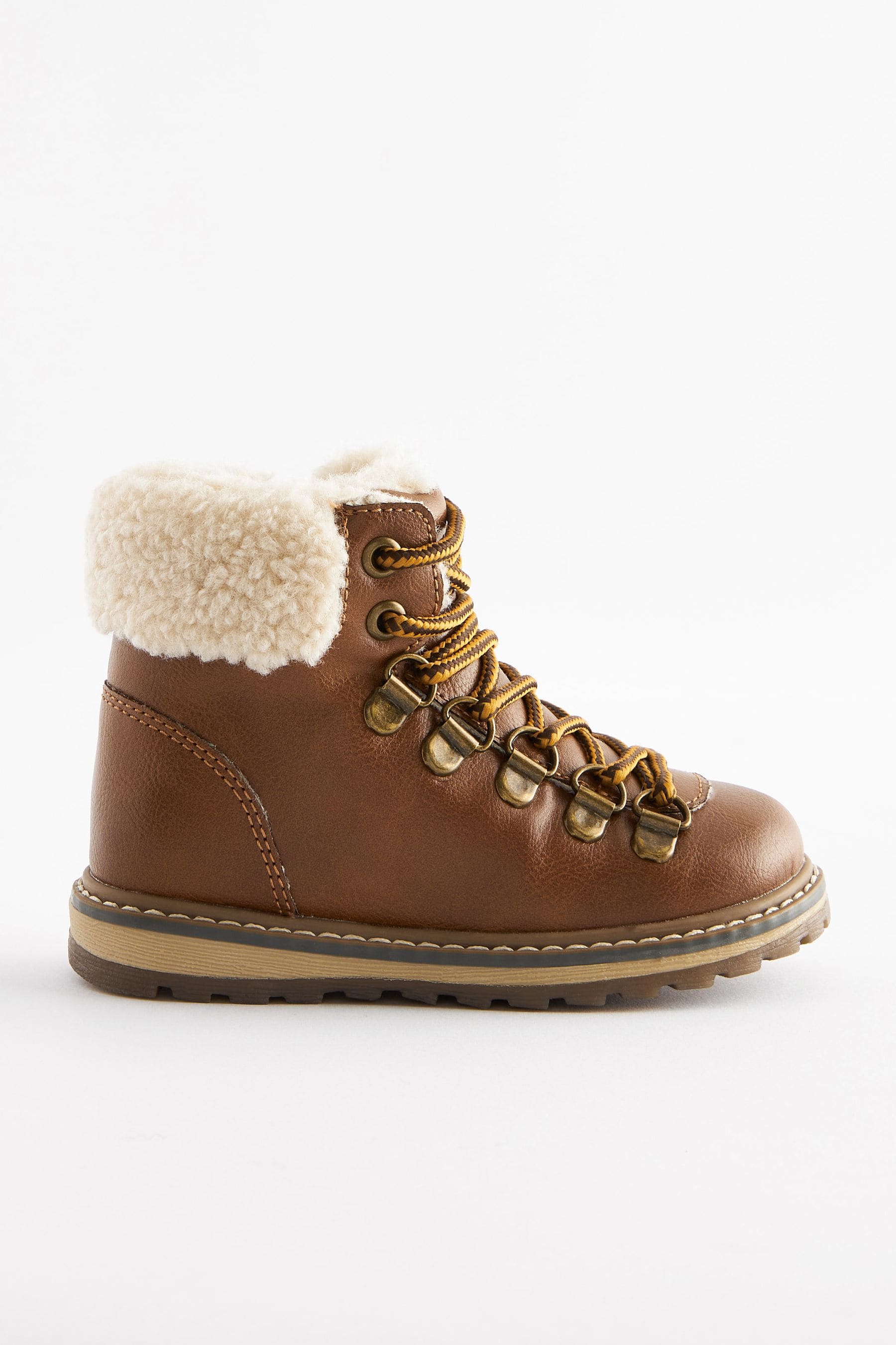 Tan Brown Warm Lined Hiker Boots