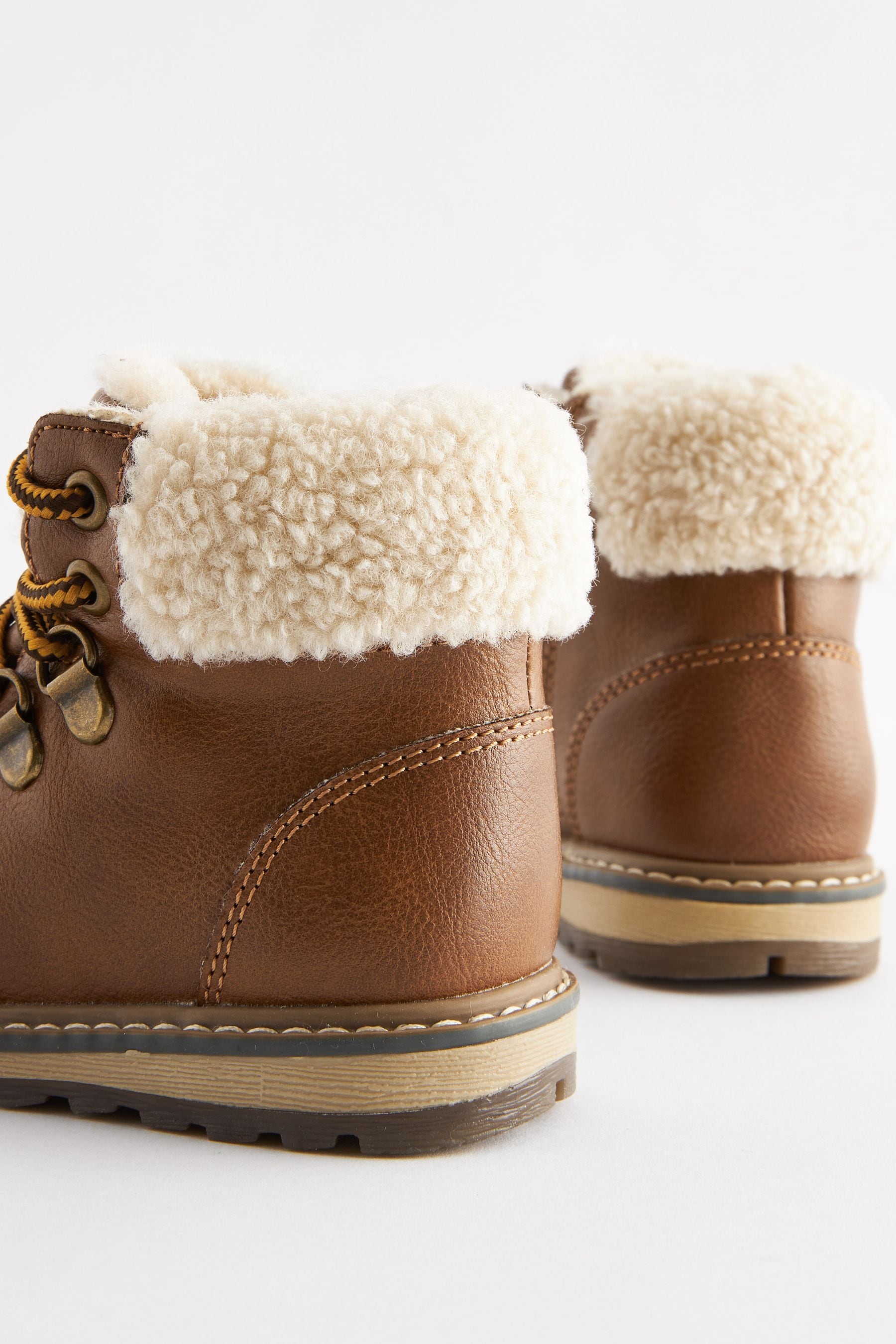 Tan Brown Warm Lined Hiker Boots