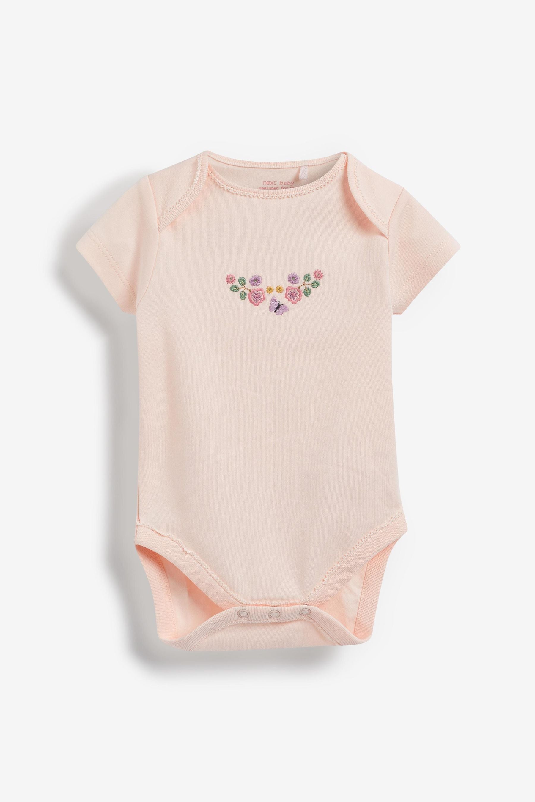 Pink Bunny 5 Pack Short Sleeve Baby Bodysuits (0mths-3yrs)