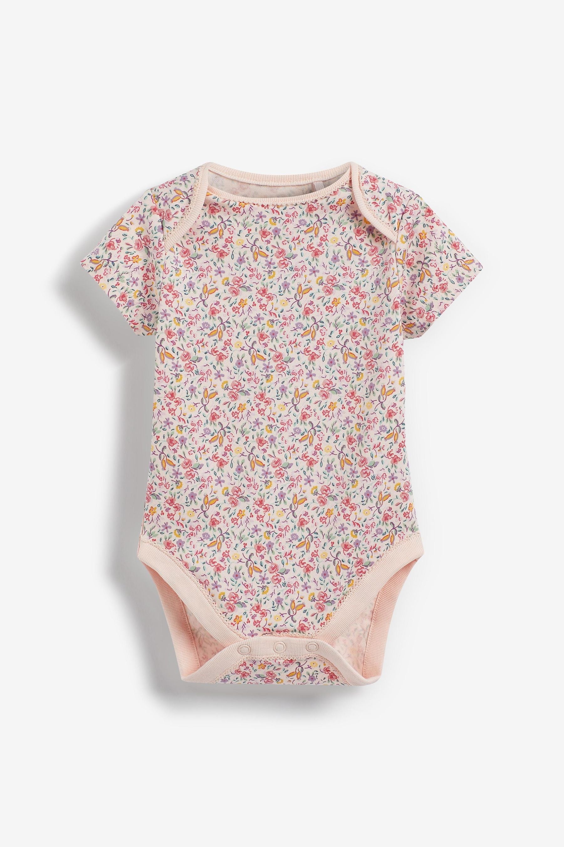 Pink Bunny 5 Pack Short Sleeve Baby Bodysuits (0mths-3yrs)