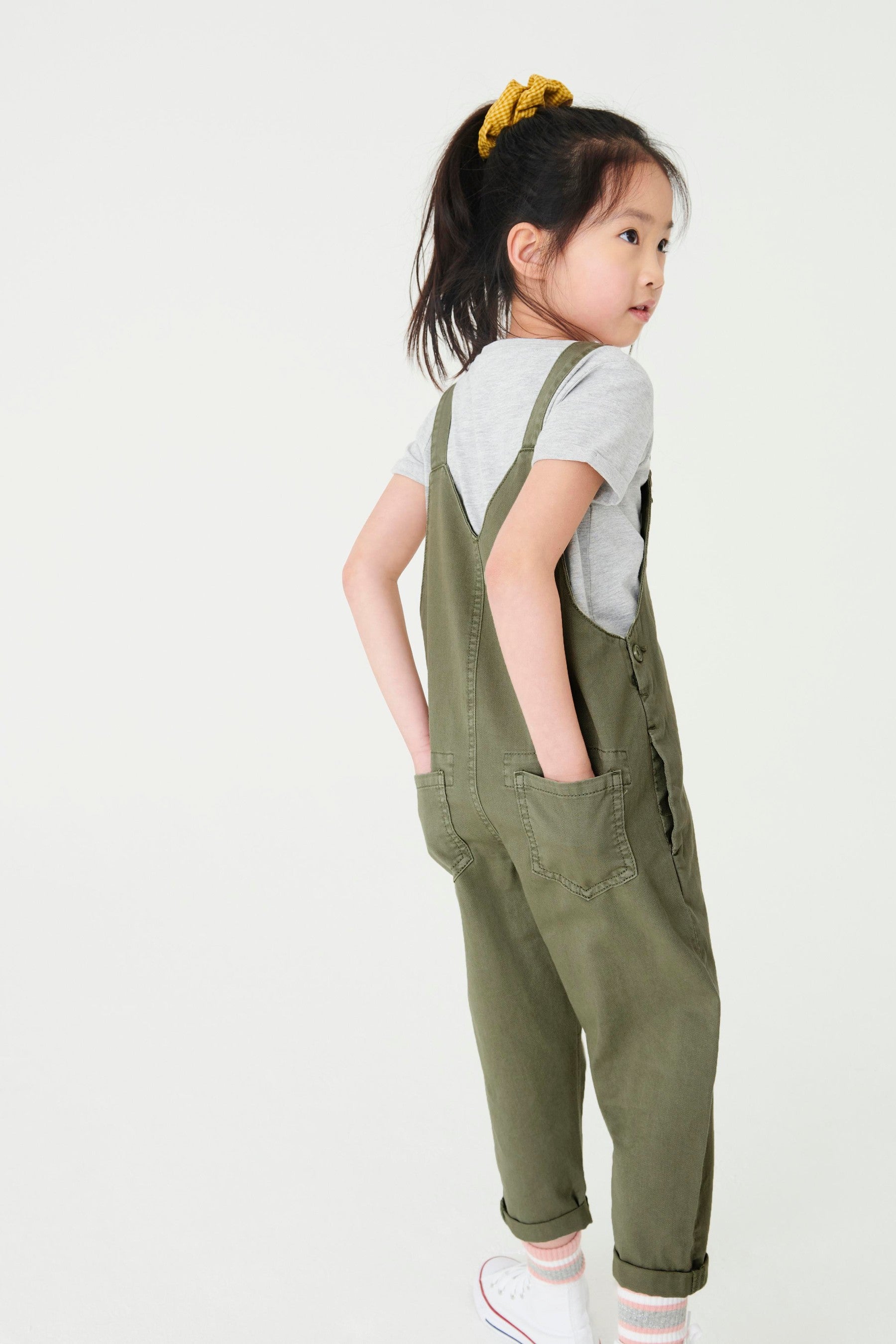 Khaki Green Soft Cotton Dungarees (3-16yrs)