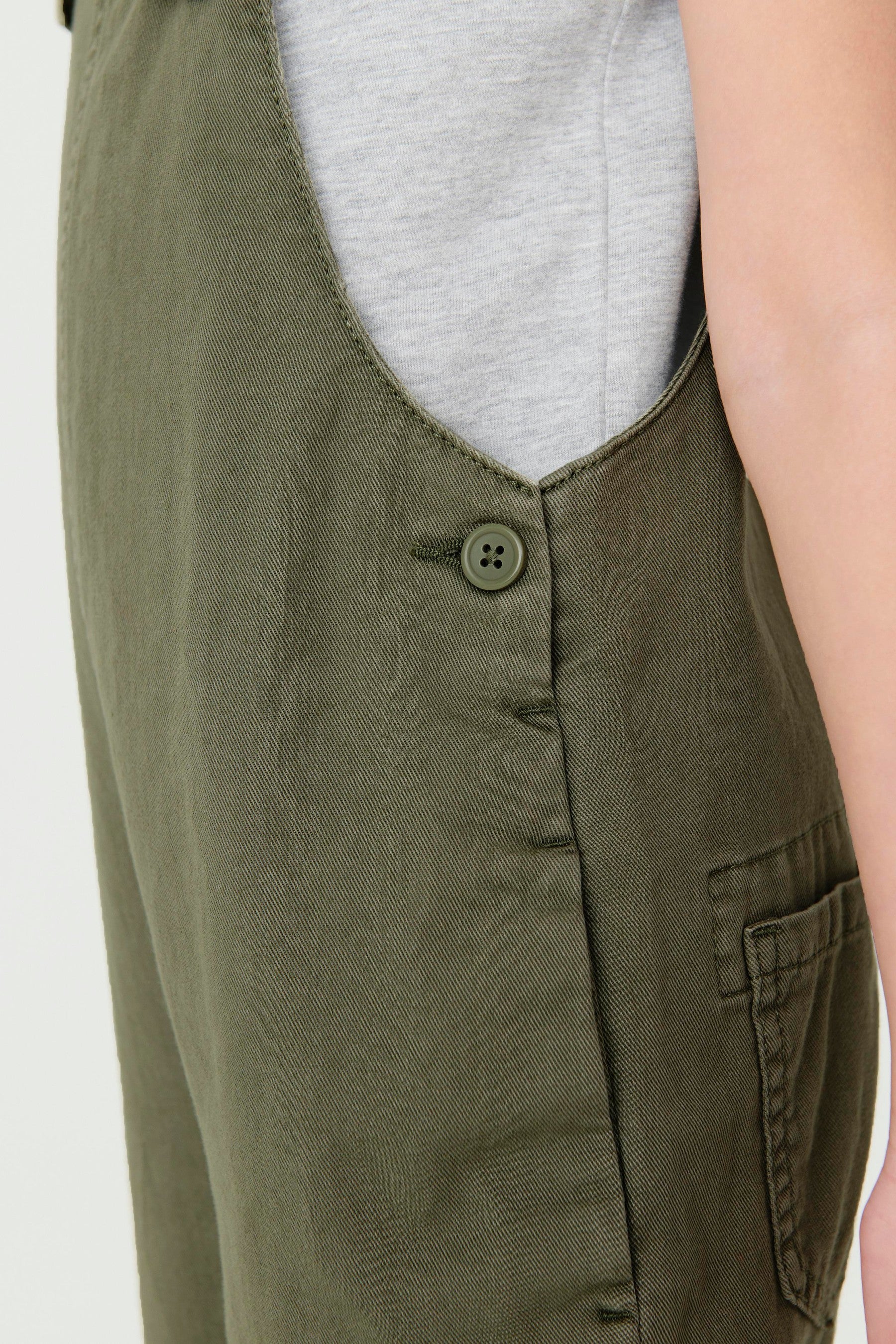 Khaki Green Soft Cotton Dungarees (3-16yrs)