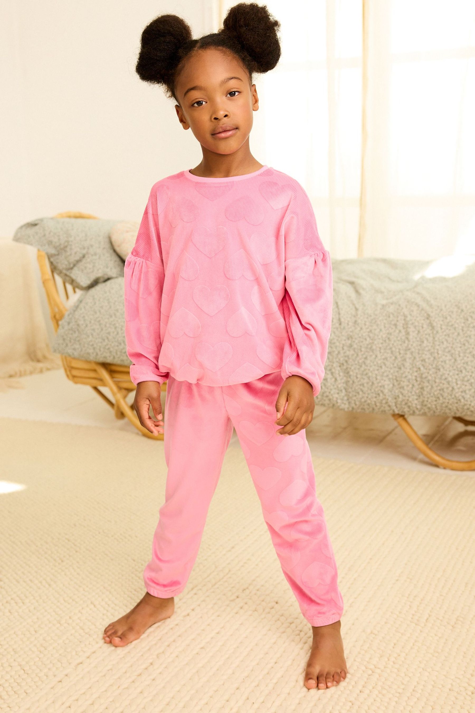 Pink Heart Cosy Fleece Pyjamas (3-16yrs)