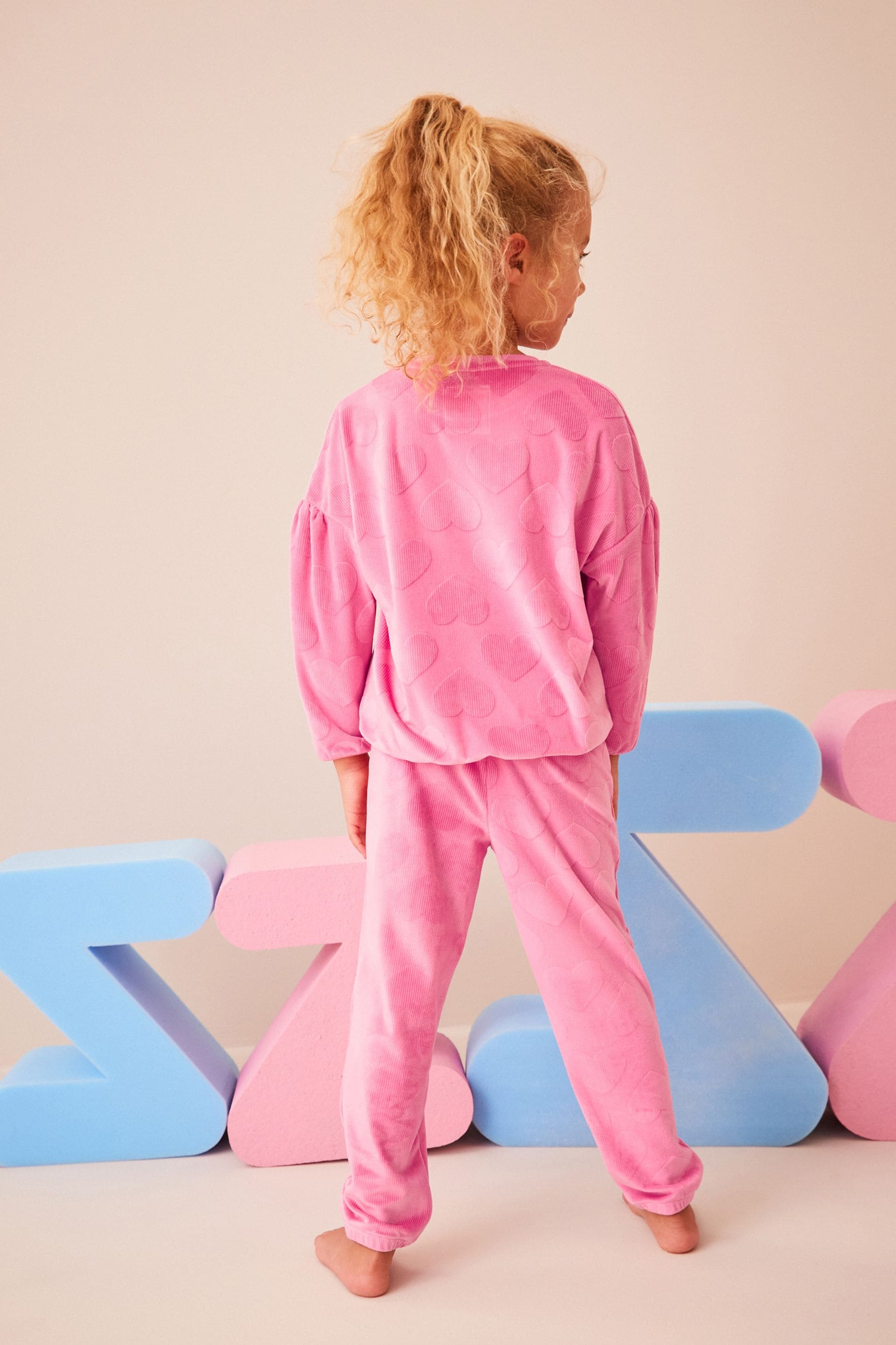 Pink Heart Cosy Fleece Pyjamas (3-16yrs)