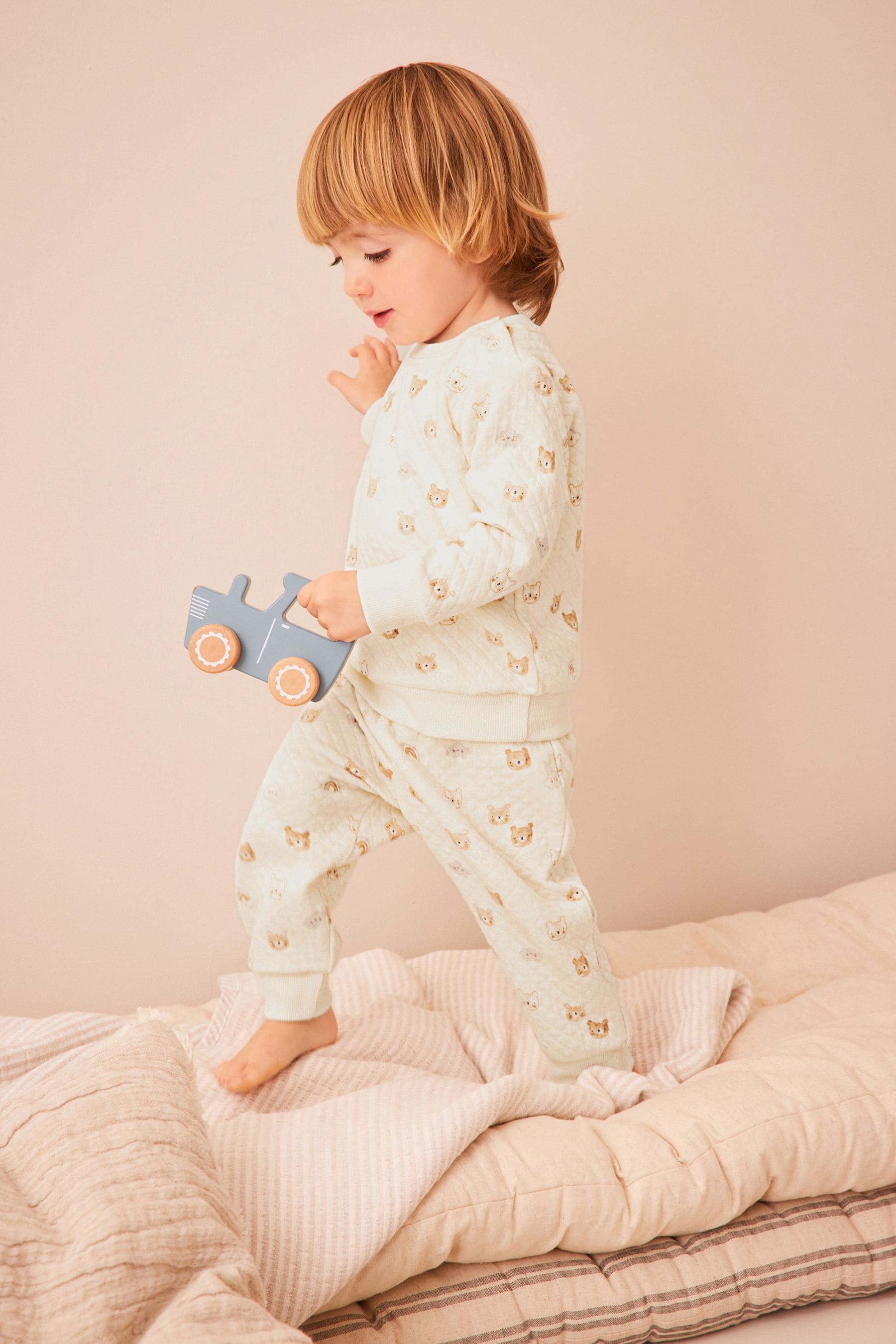 Cream Teddy Bear Quilted Pyjamas (9mths-6yrs)