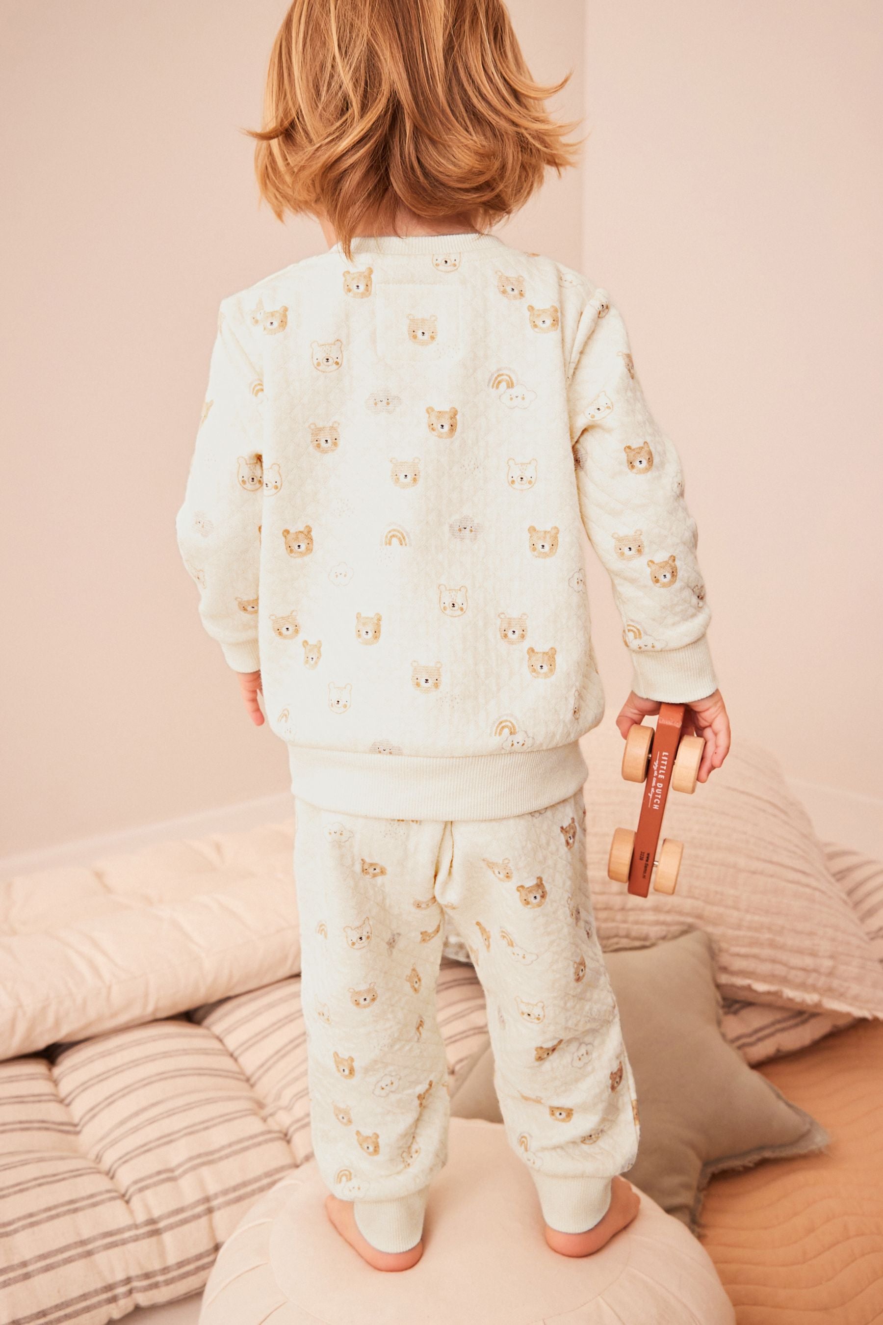 Cream Teddy Bear Quilted Pyjamas (9mths-6yrs)