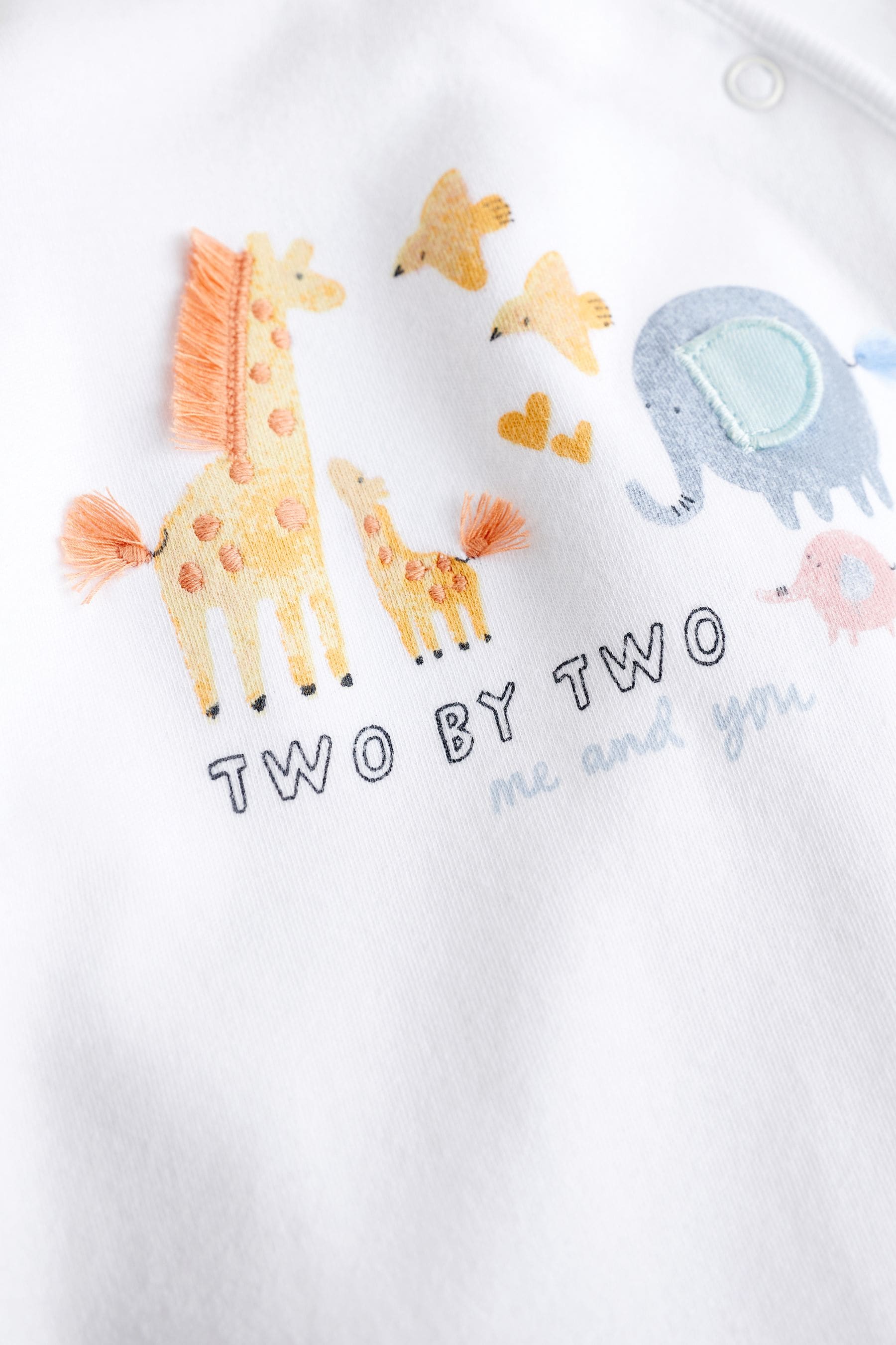 White Animals Baby Delicate Appliqué Sleepsuits 3 Pack (0-2yrs)