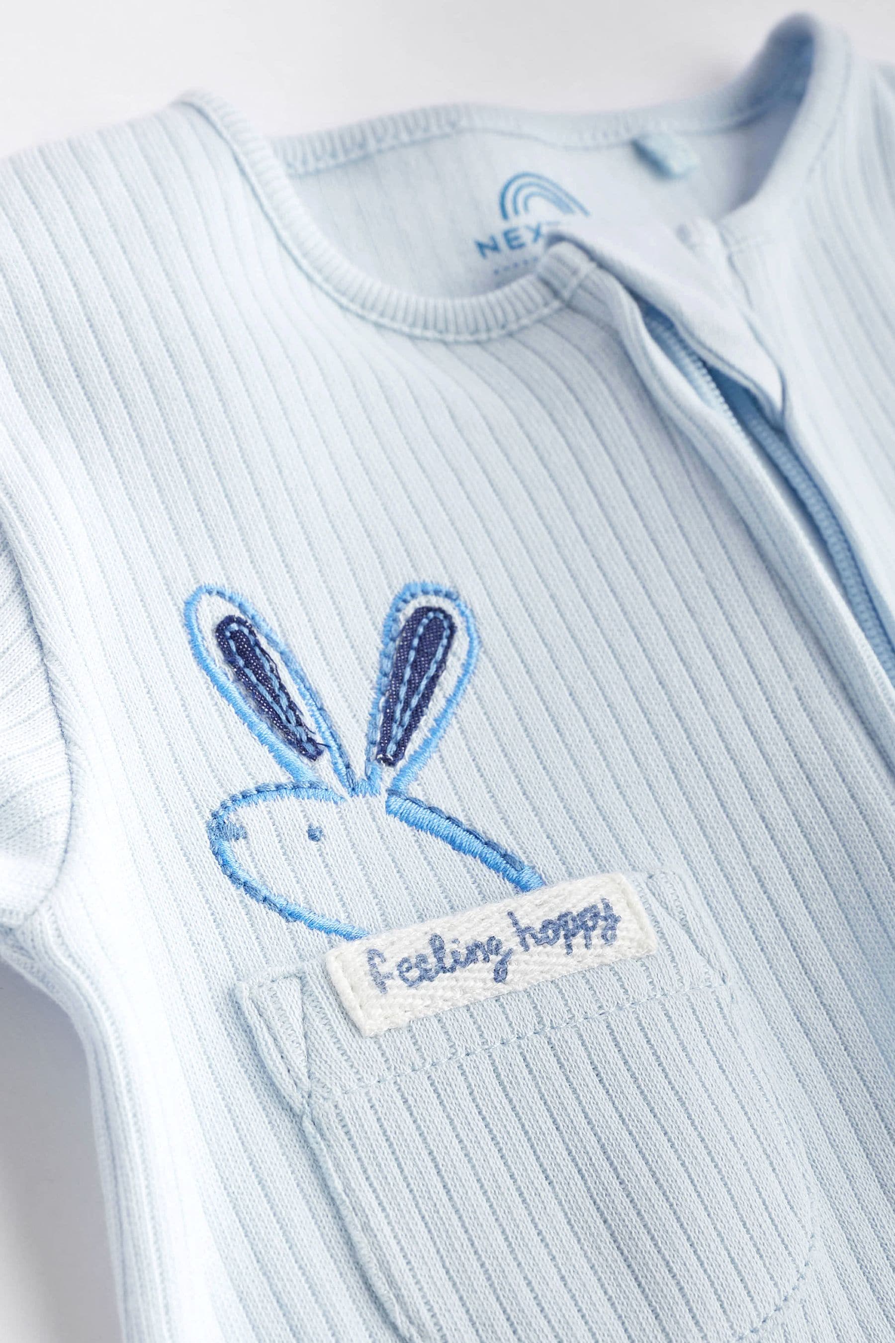 Blue Bunny Baby Zipped Sleepsuit 4 Pack (0mths-2yrs)