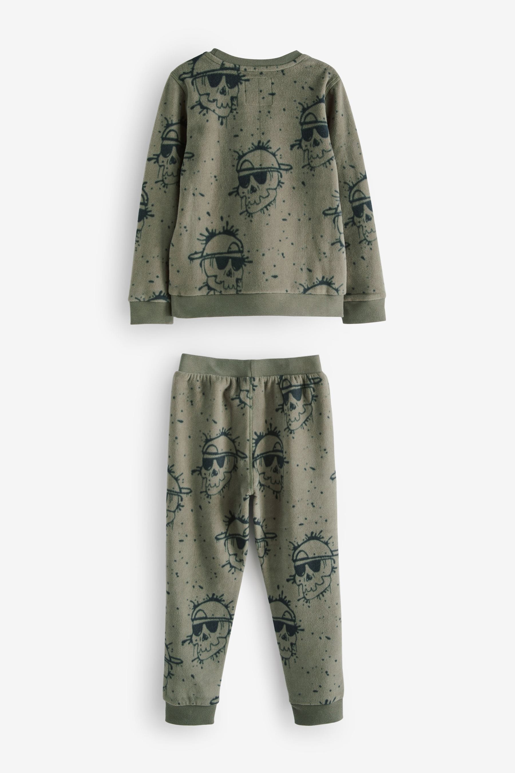 Green Skull Soft Touch Fleece with Elastane Pyjamas (3-16yrs)