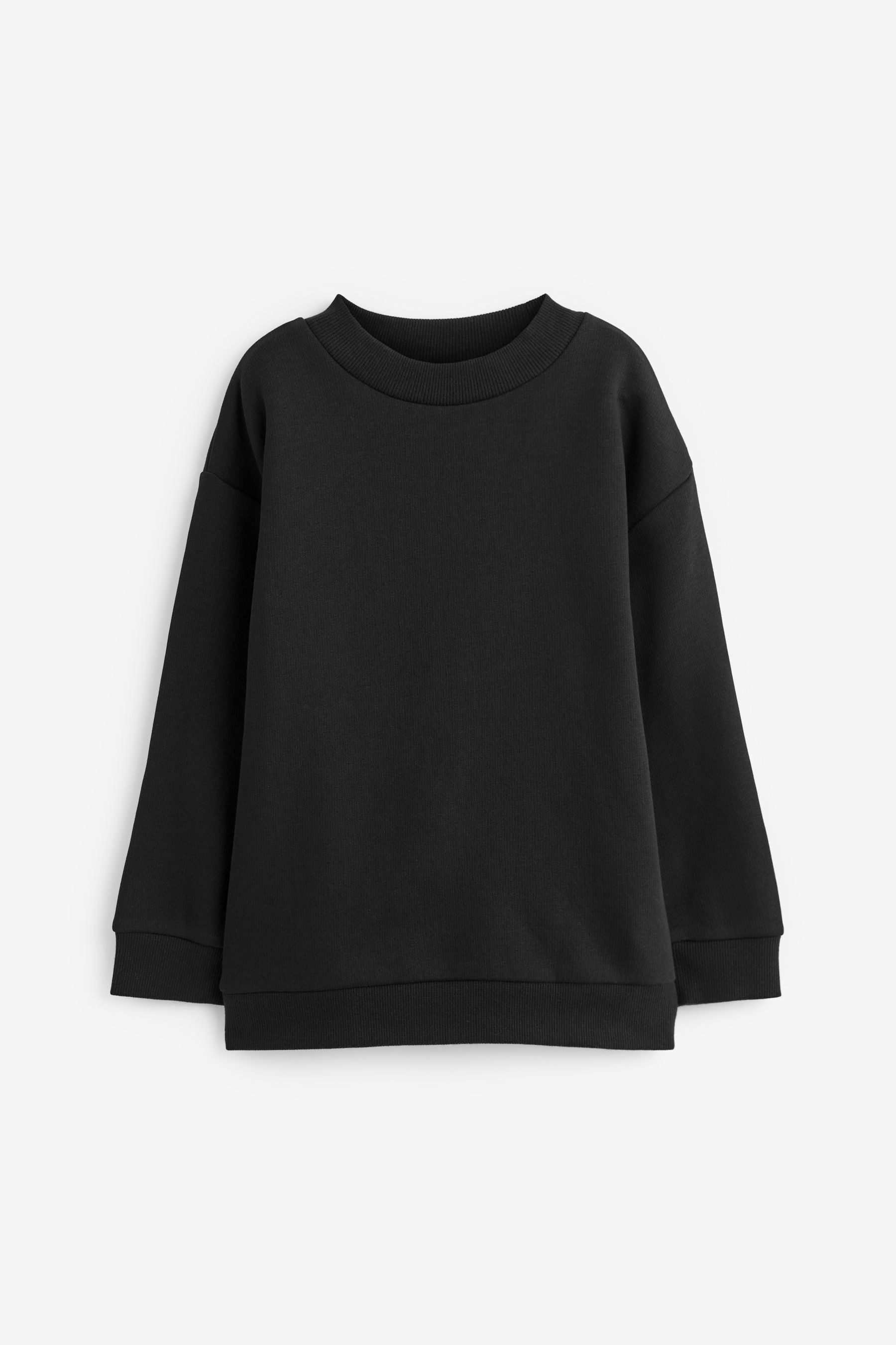 Black Plain Crew Sweatshirt (3-16yrs)