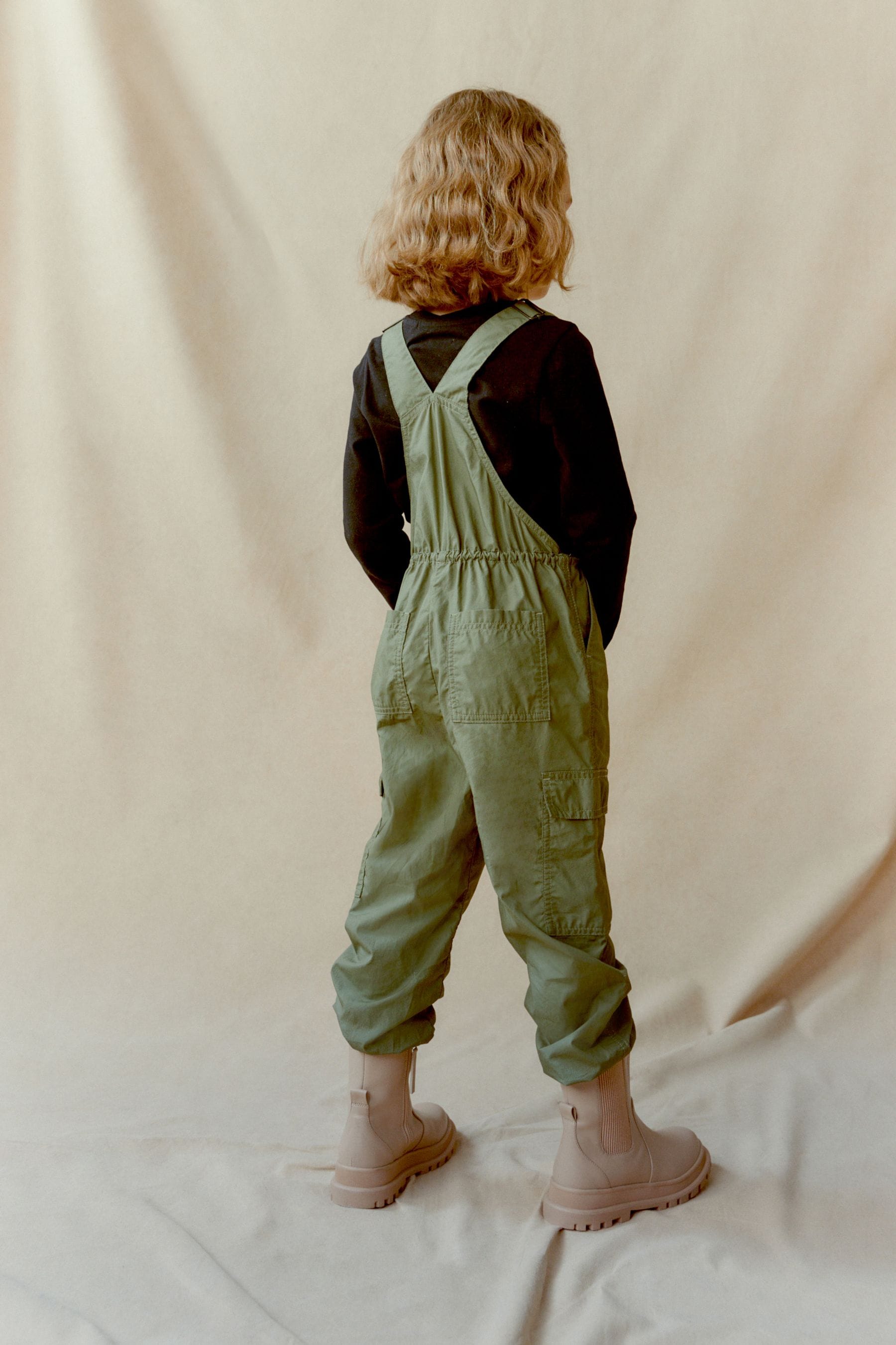 Khaki Green Parachute Dungaree (3-16yrs)