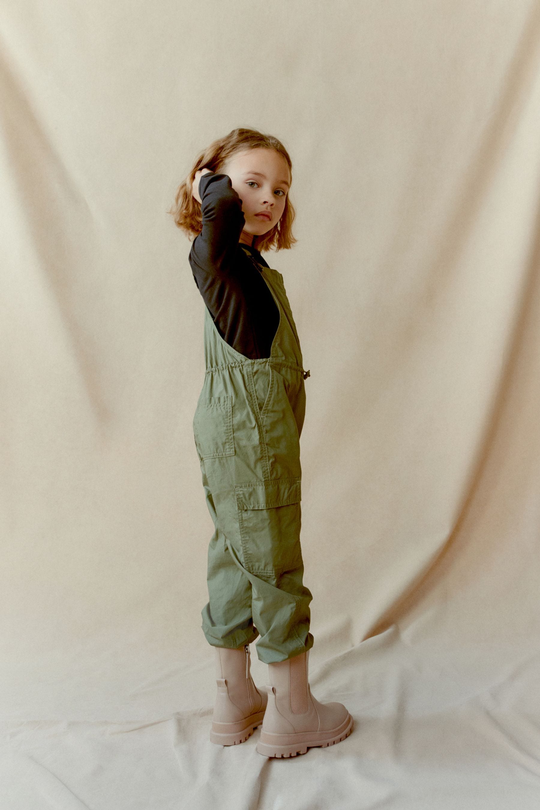 Khaki Green Parachute Dungaree (3-16yrs)