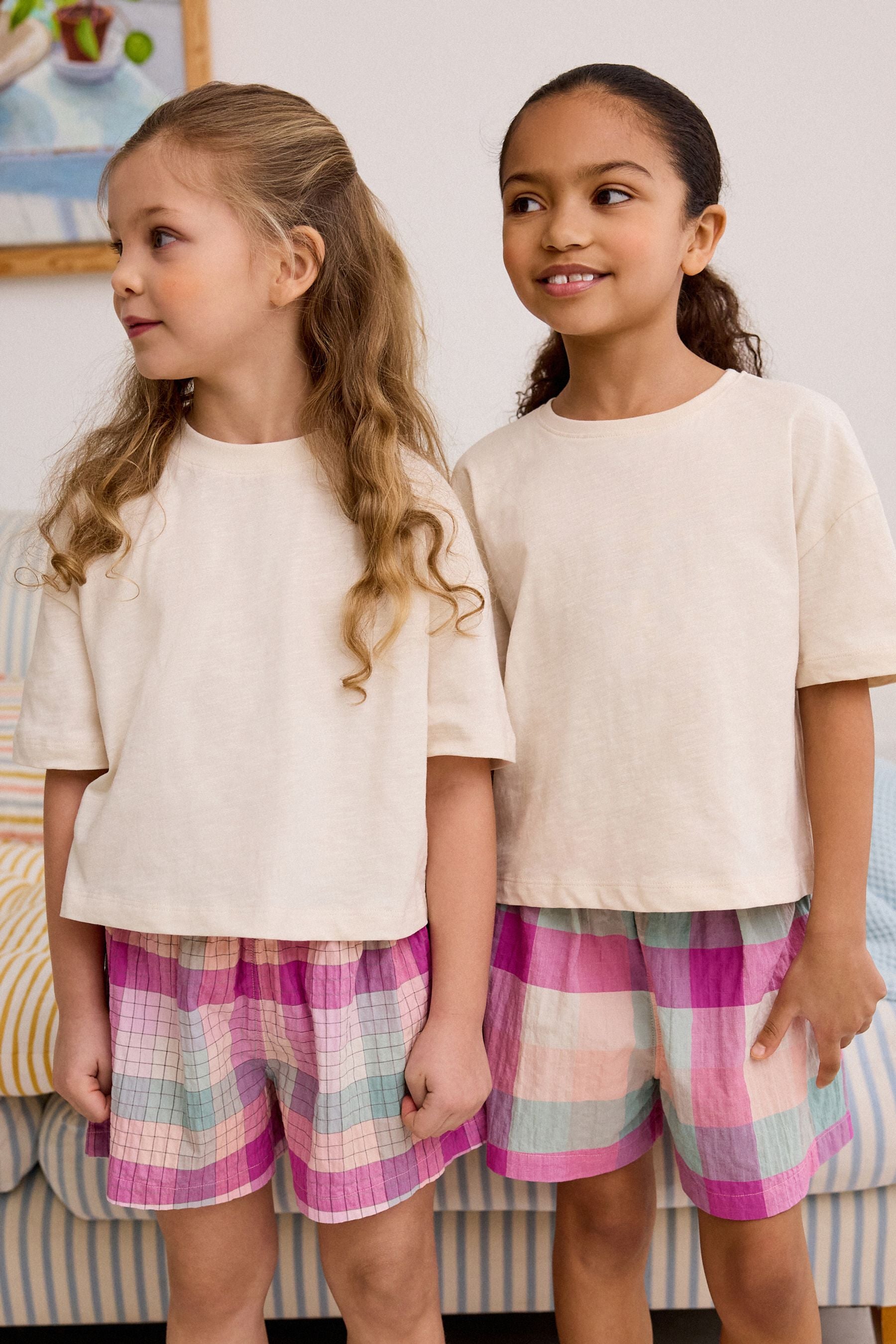 Purple/Green Woven Check Pyjamas 2 Pack (3-16yrs)