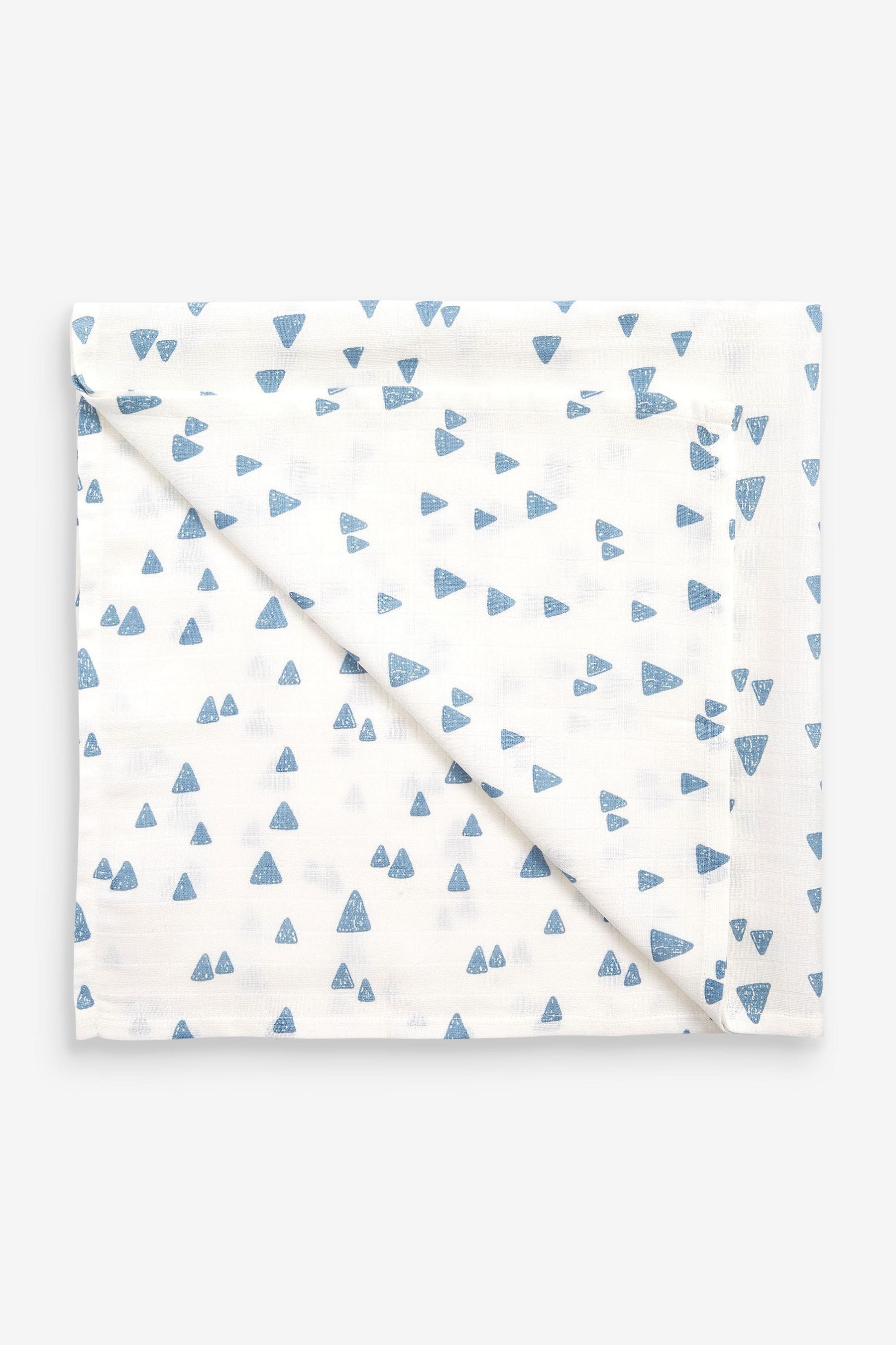 Blue Mini Print Baby 4 Pack Muslin Squares