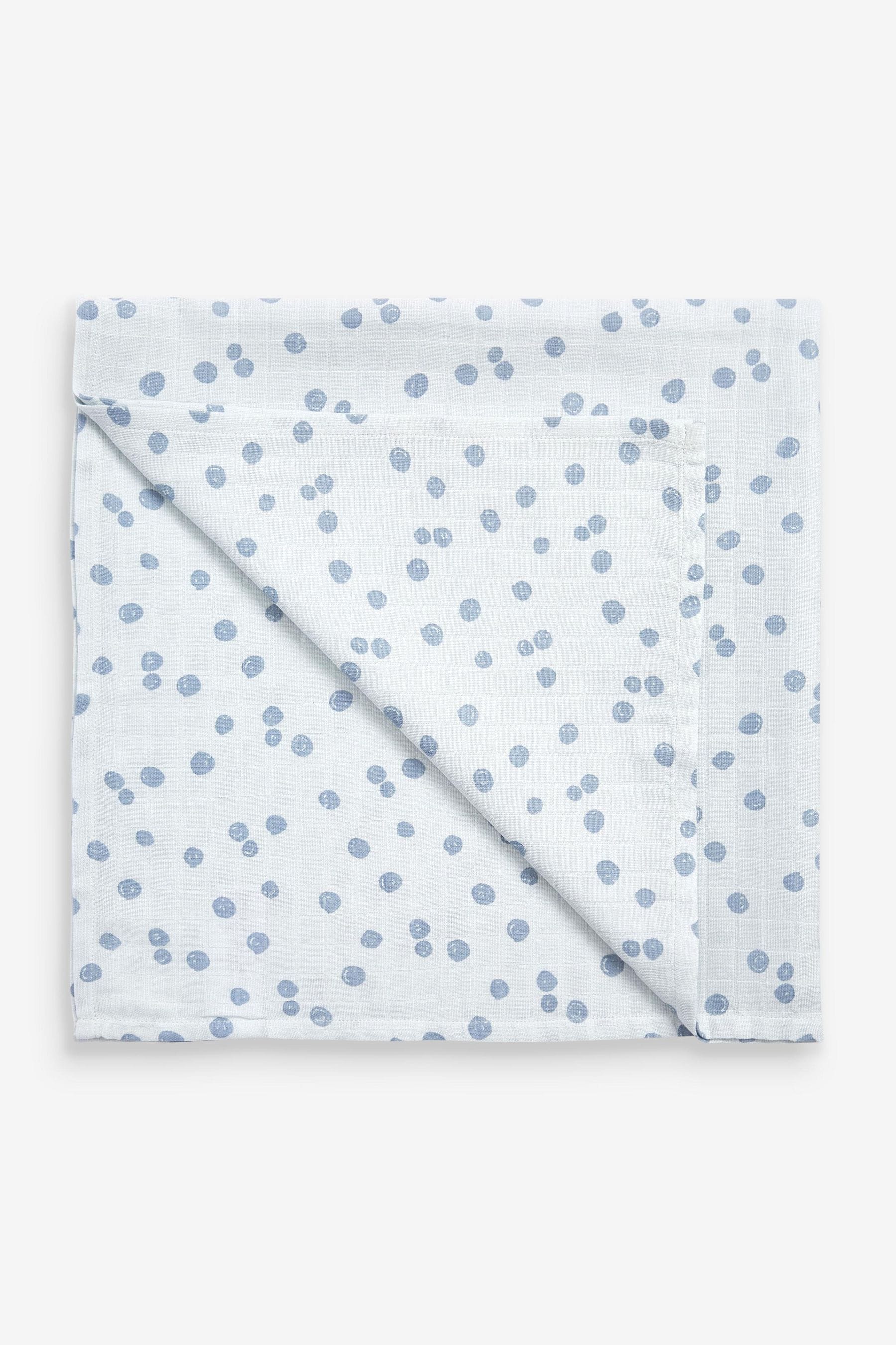 Blue Mini Print Baby 4 Pack Muslin Squares