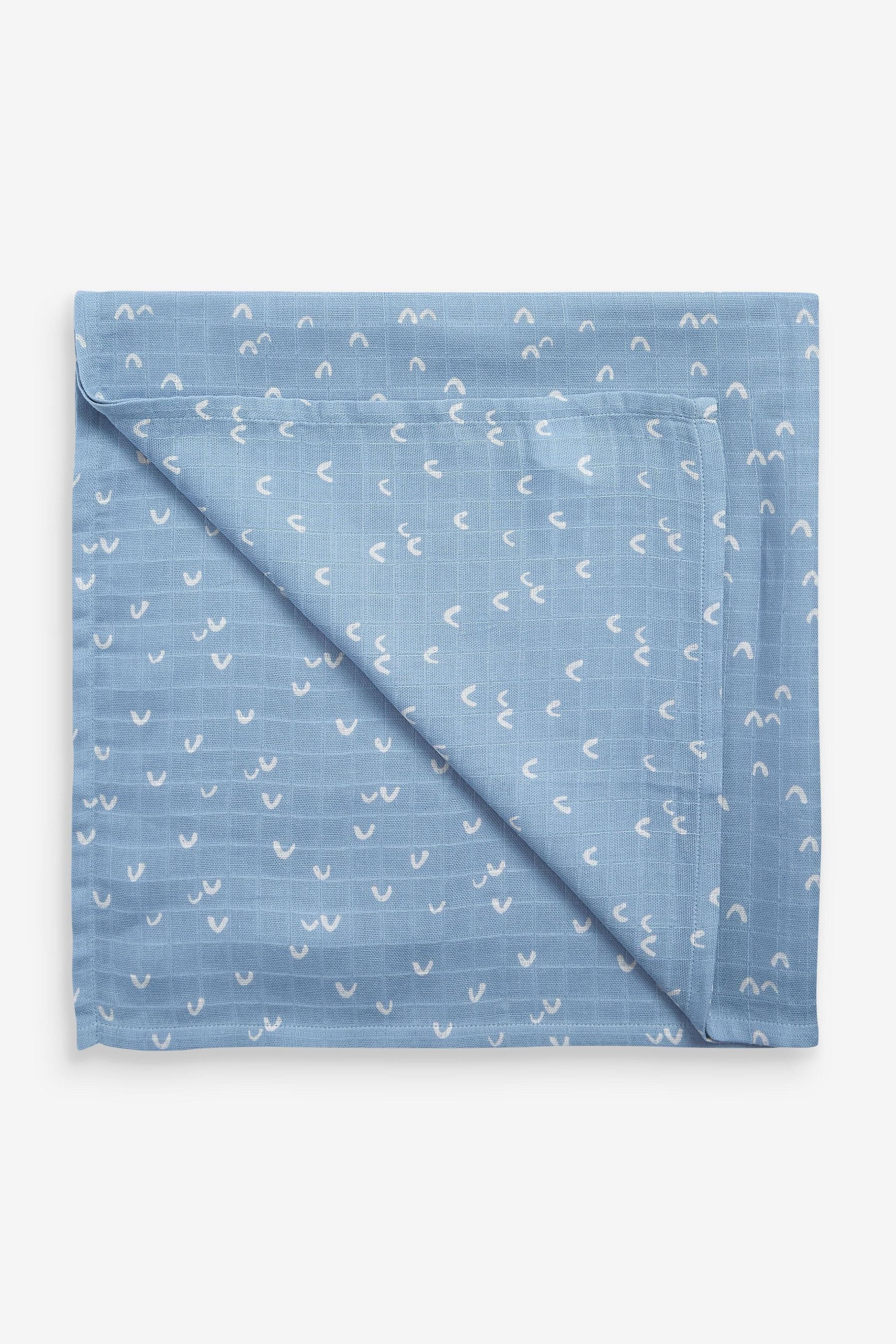 Blue Mini Print Baby 4 Pack Muslin Squares