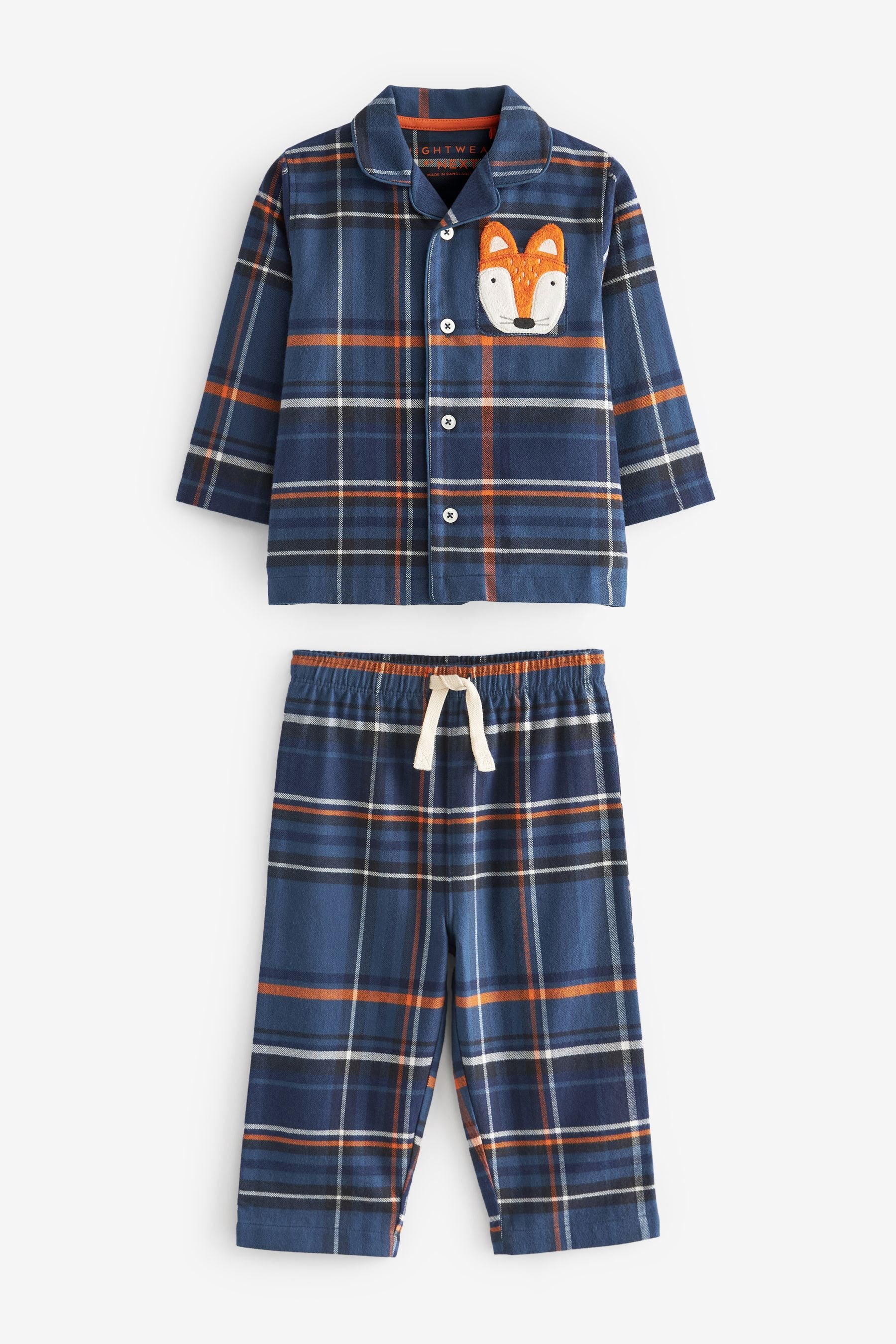 Navy Blue Fox Button Down Pyjamas (9mths-8yrs)