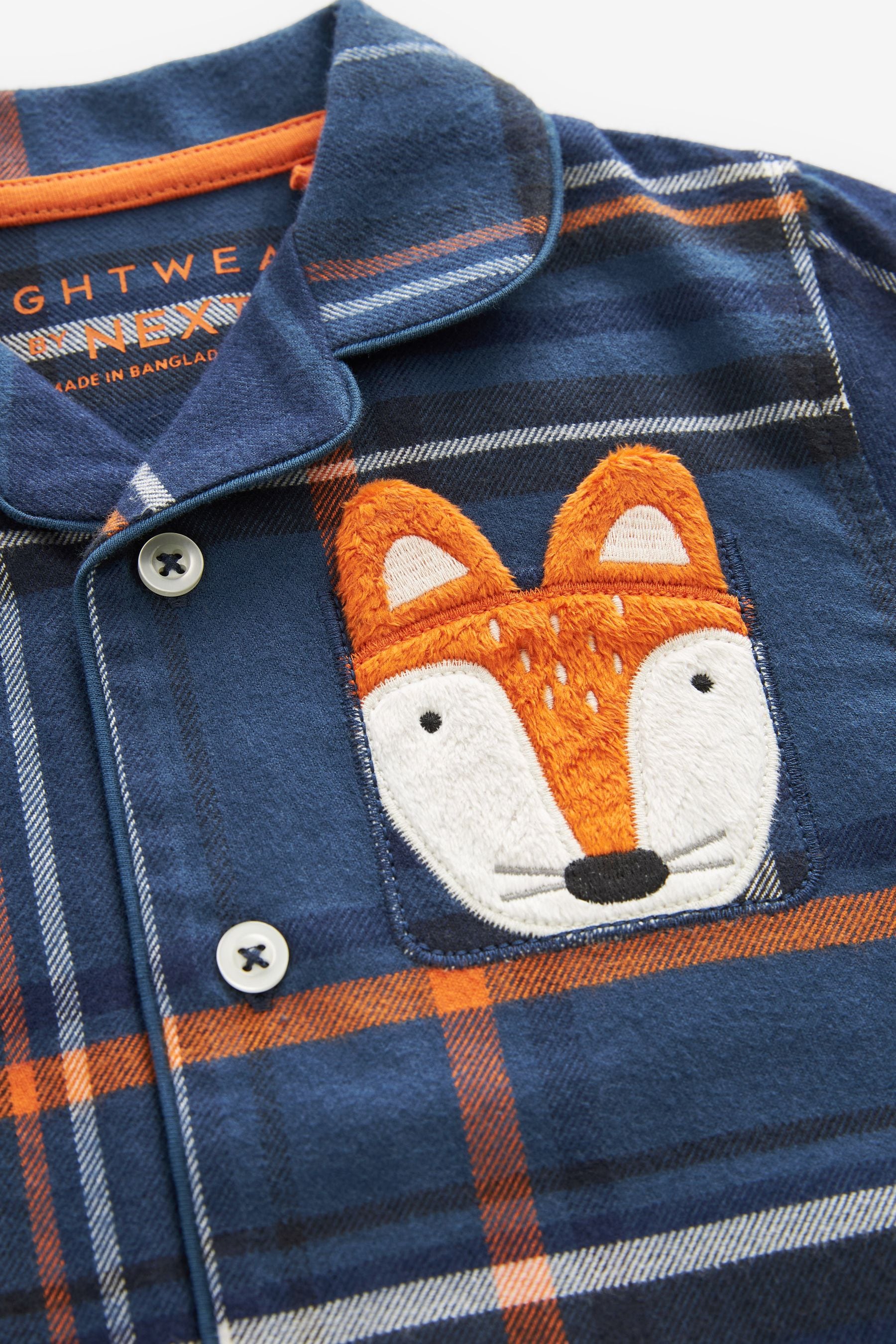 Navy Blue Fox Button Down Pyjamas (9mths-8yrs)