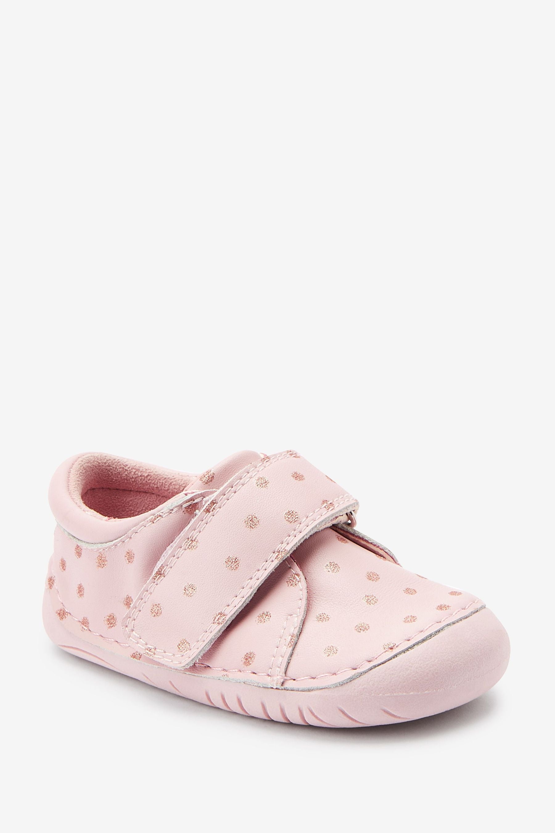 Pink Leather Crawler Shoes