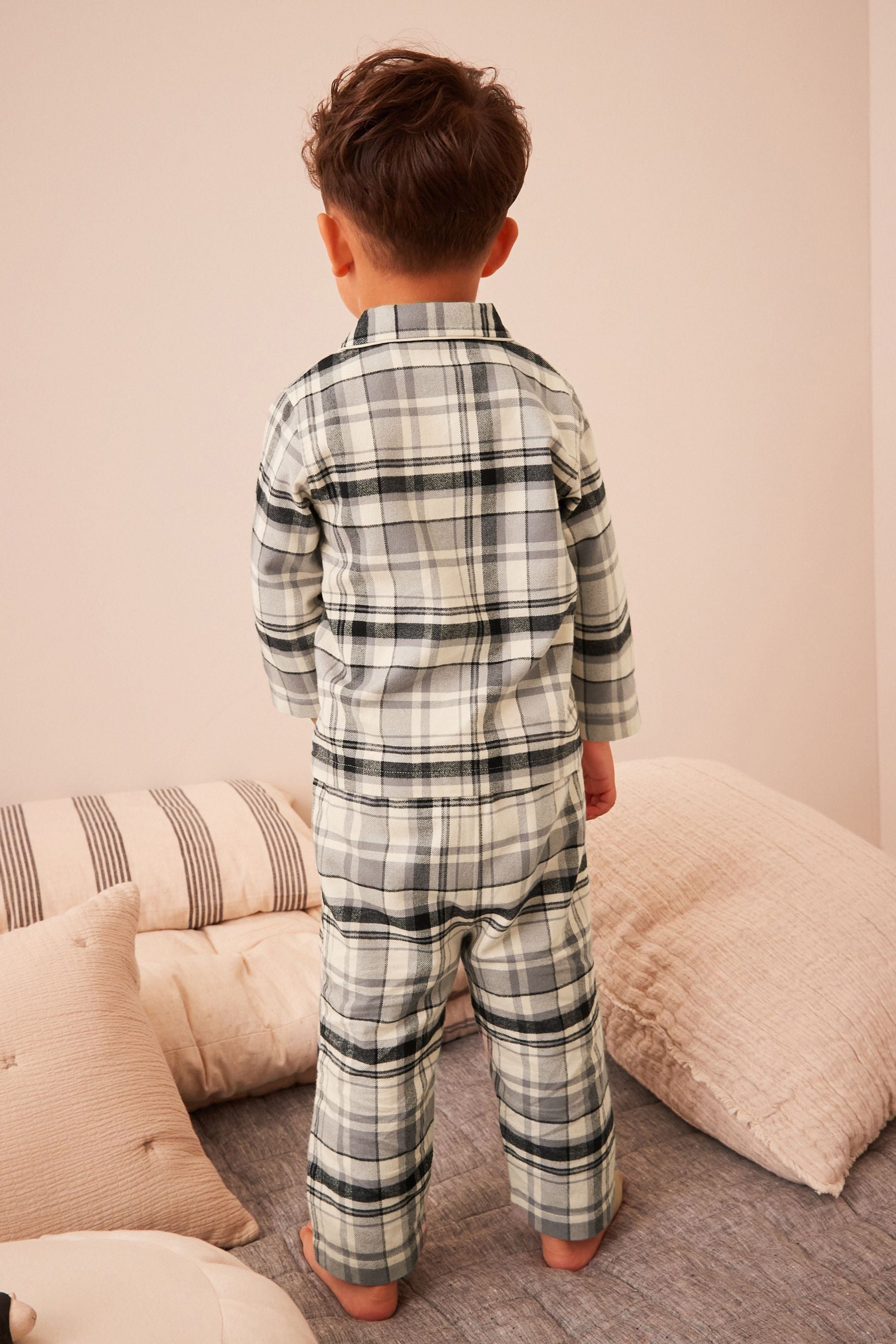 Neutral/Black Penguin Button Down Pyjamas (9mths-8yrs)