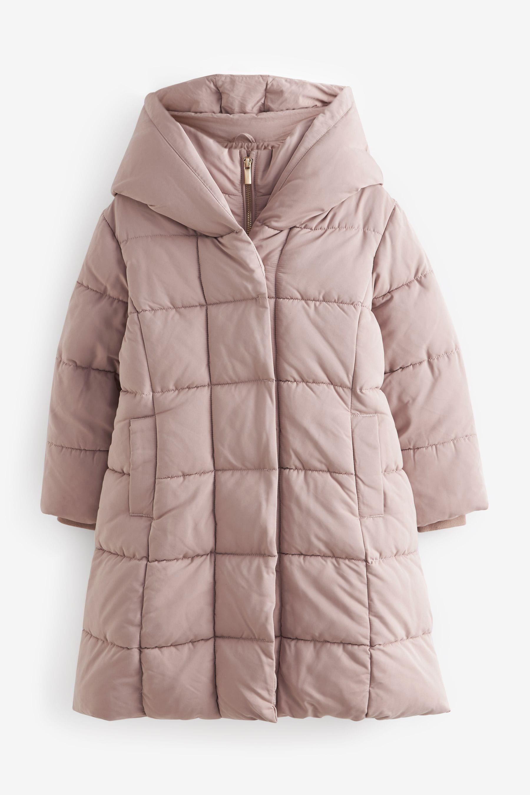 Pink Square Quilted Skirted Padded Coat (3-16yrs)