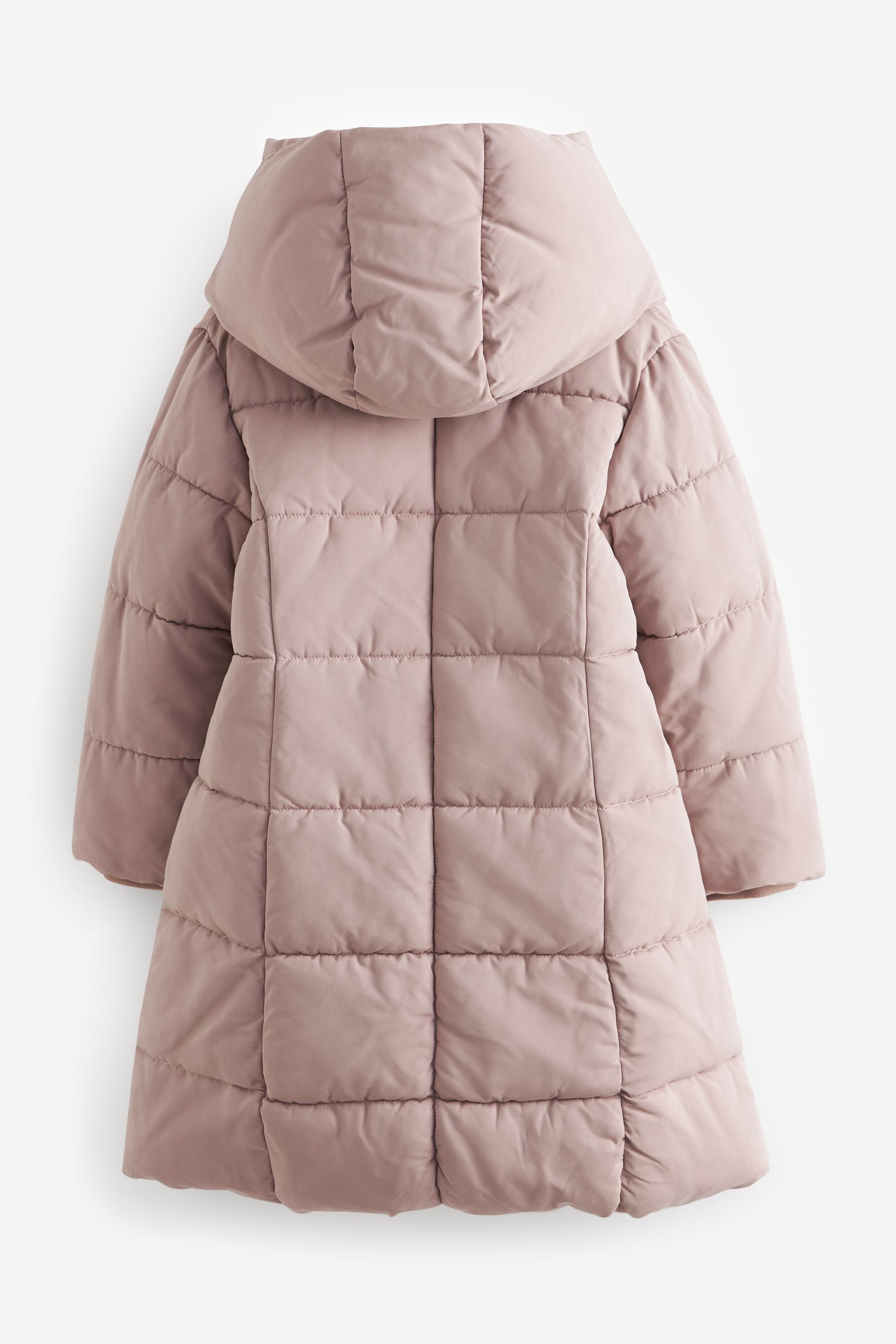 Pink Square Quilted Skirted Padded Coat (3-16yrs)