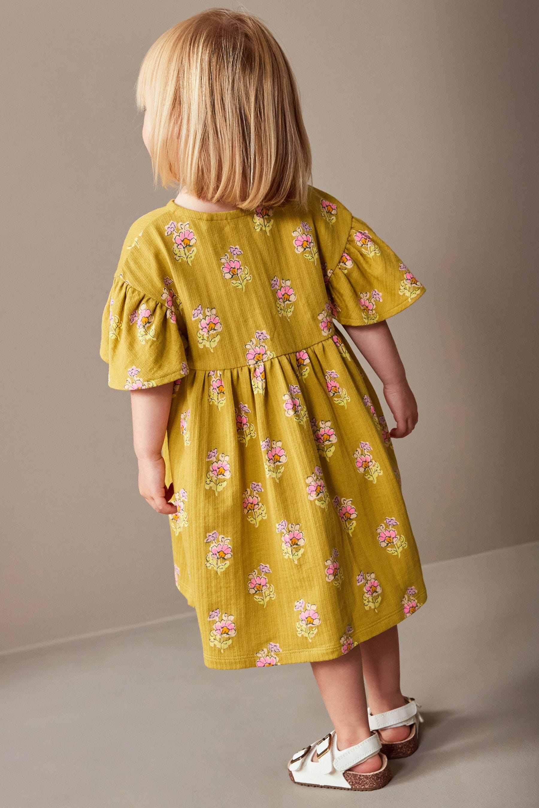 Green Floral Wrap Jersey Dress (3mths-7yrs)