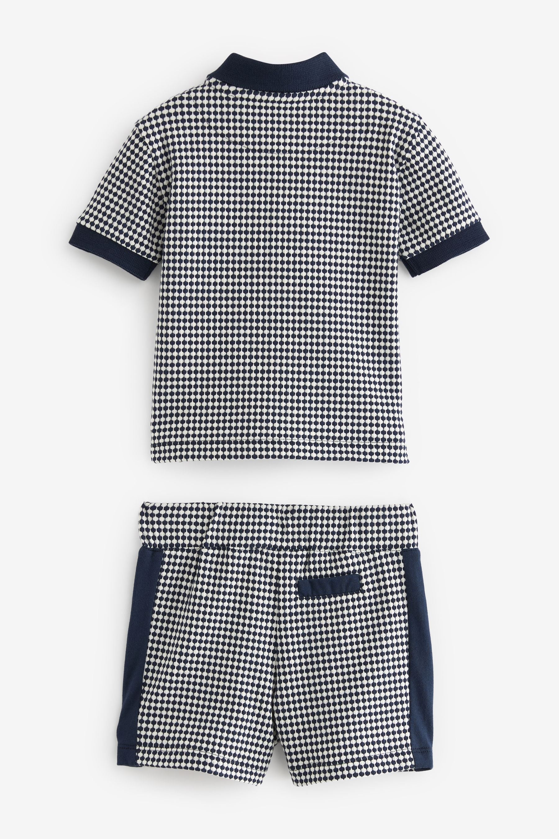 Navy Baker by Ted Baker Textured Polo Shirt and Short Set