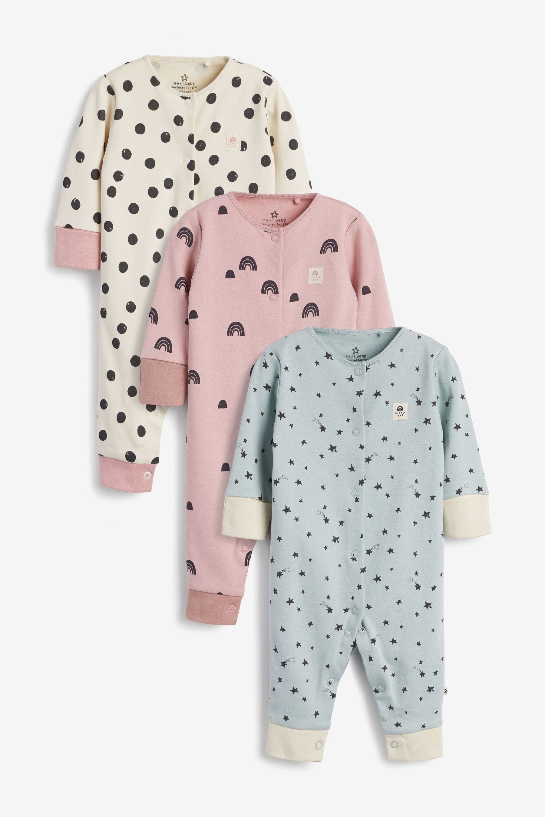 Teal Blue Baby Footless Sleepsuits 3 Pack (0mths-3yrs)