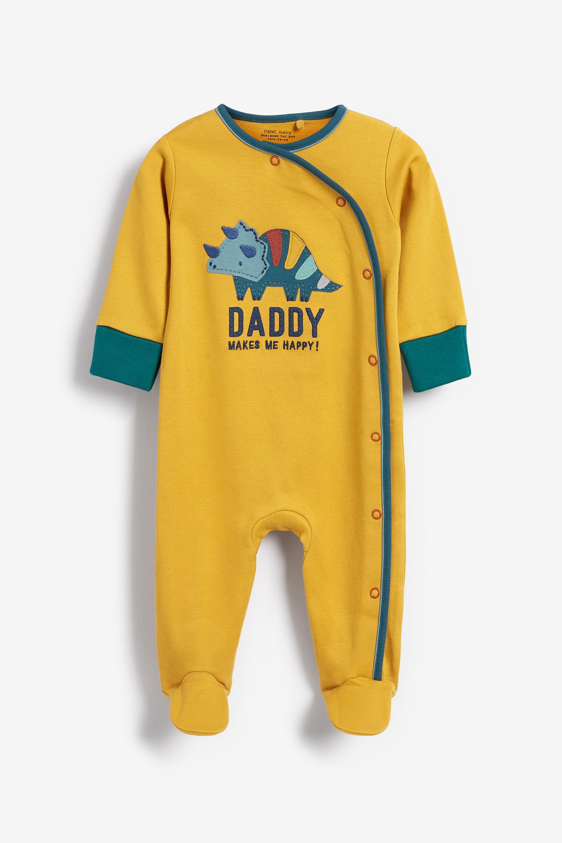 Ochre Yellow Daddy Dinosaur Single Sleepsuit (0-2yrs)