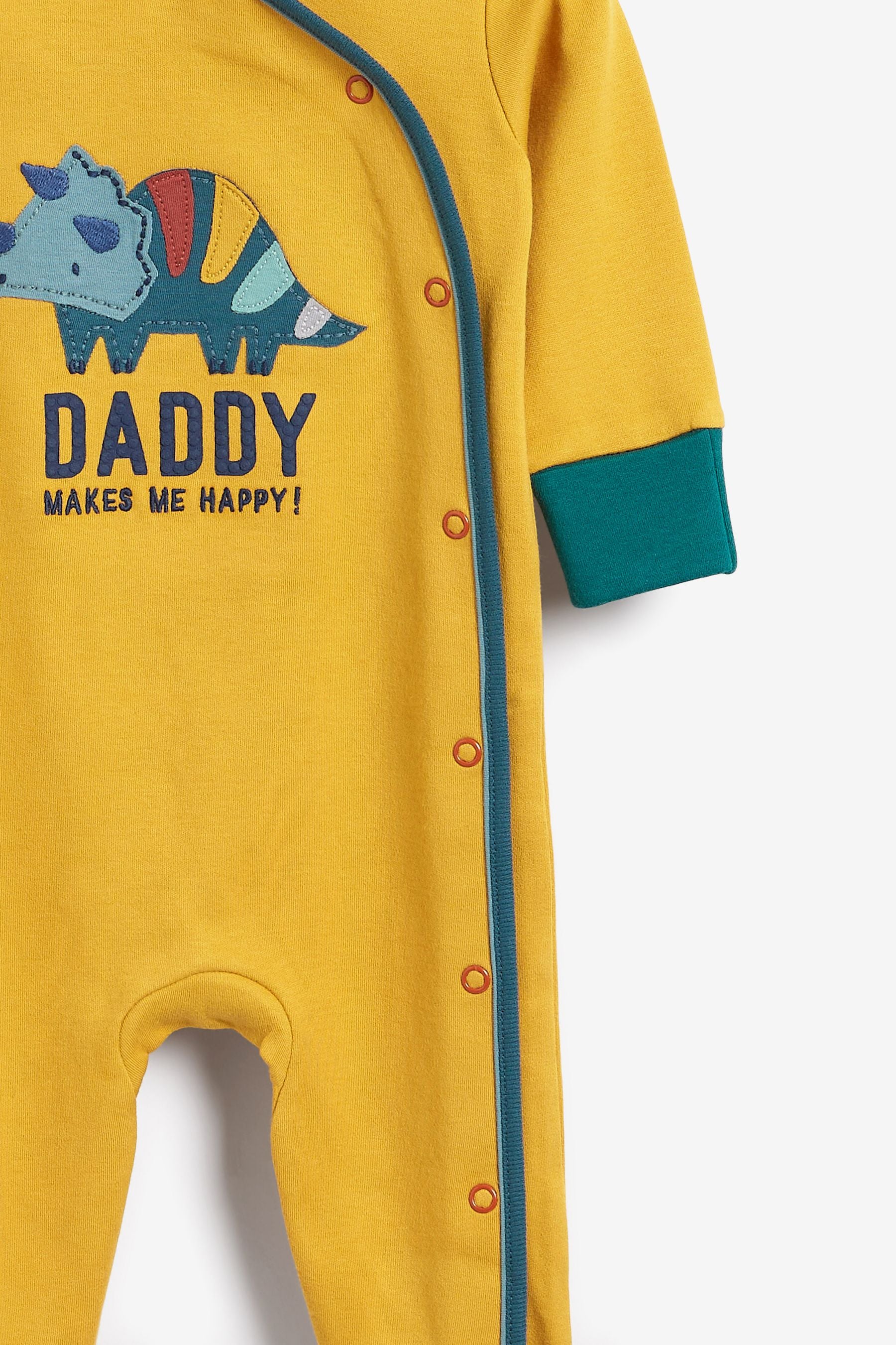 Ochre Yellow Daddy Dinosaur Single Sleepsuit (0-2yrs)