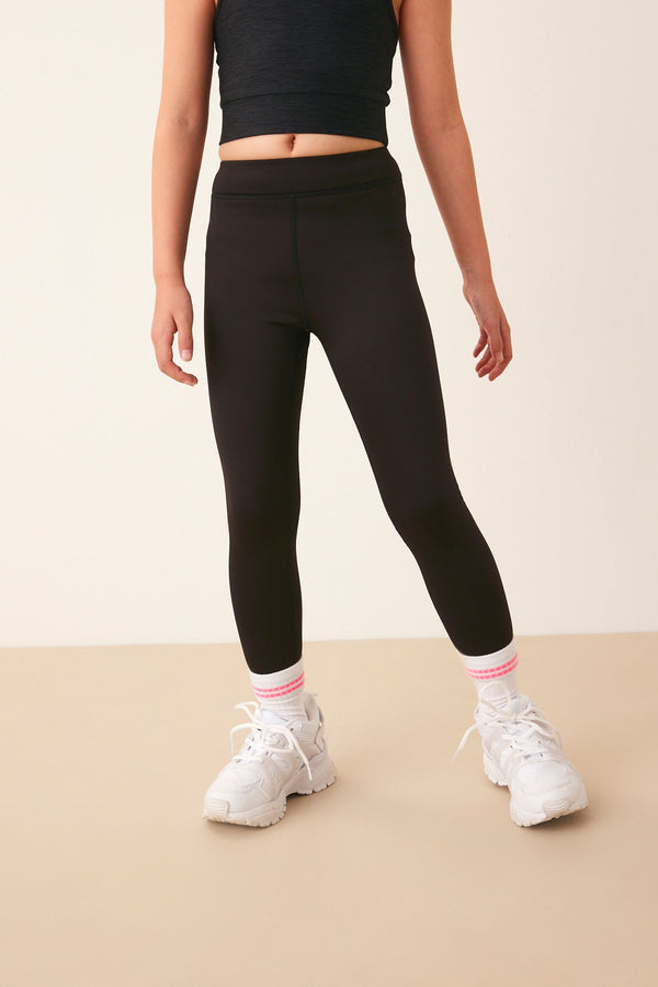 Black Fleece Lined Sports Leggings (3-16yrs)