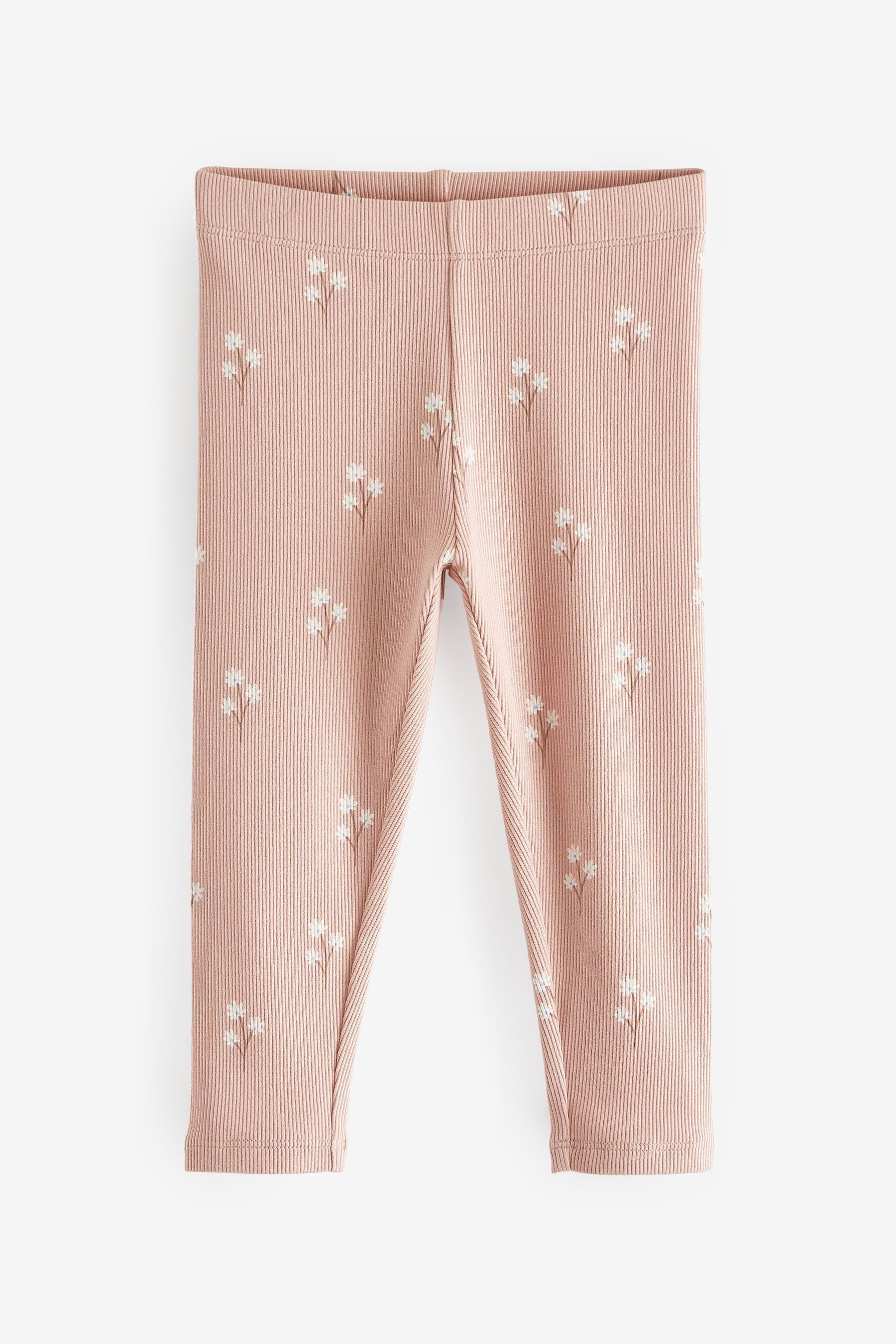 Pink Ditsy Floral Rib Jersey Leggings (3mths-7yrs)