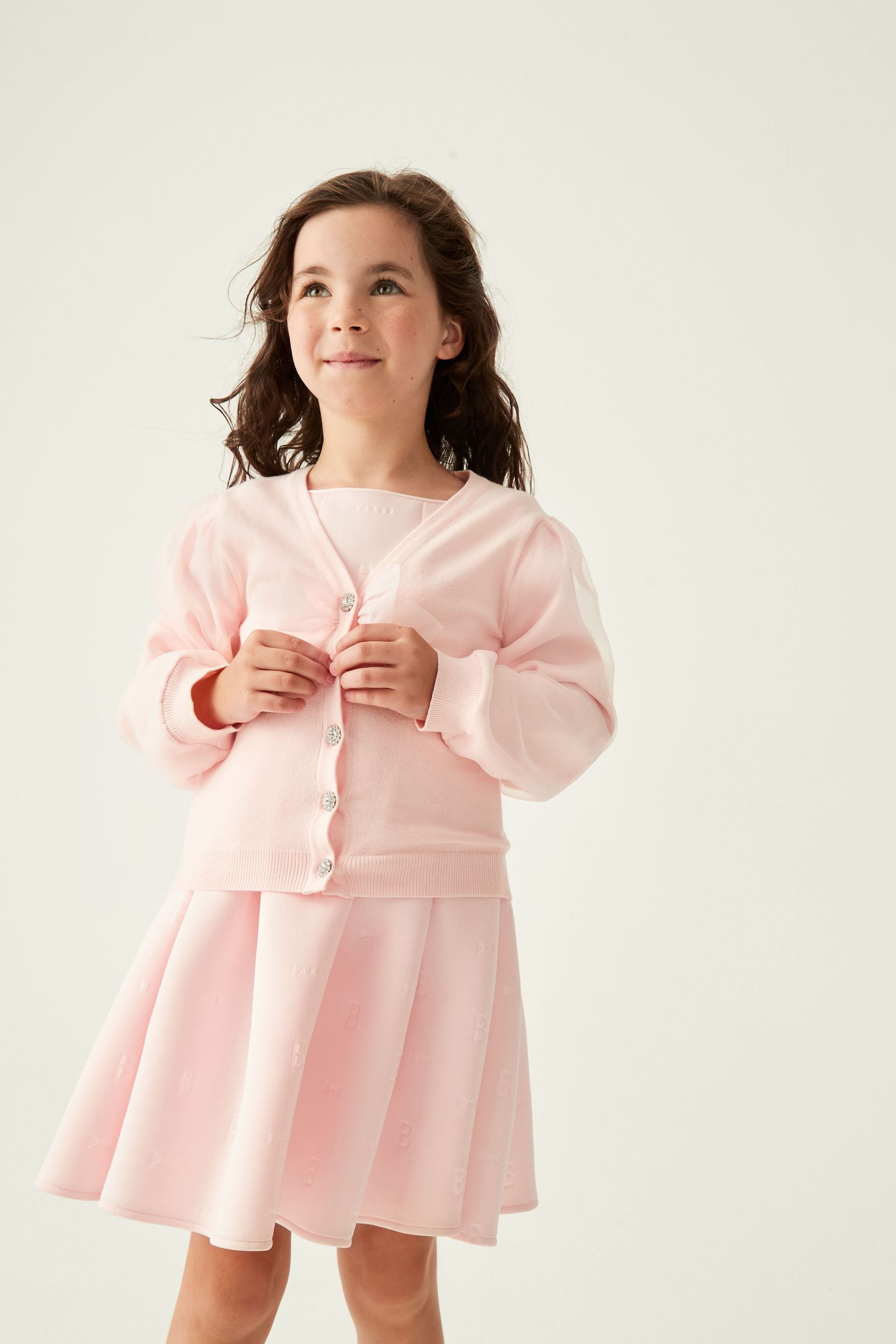 Baker by Ted Baker Pink Organza Bow Cardigan