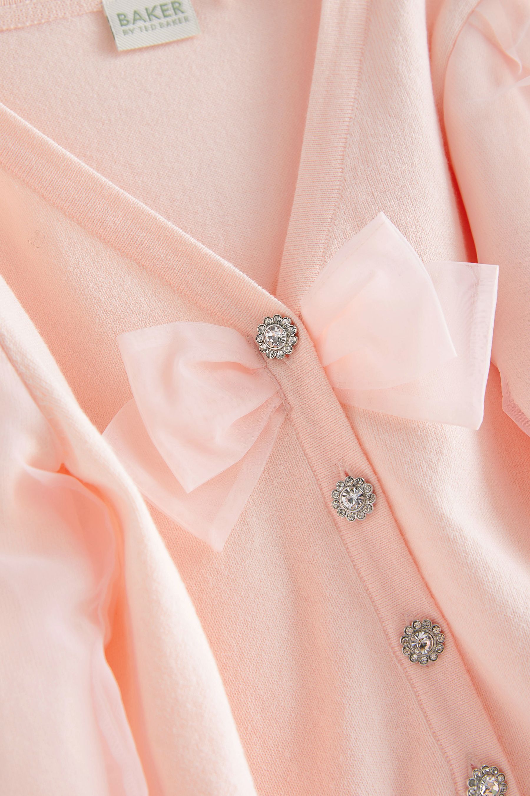 Baker by Ted Baker Pink Organza Bow Cardigan