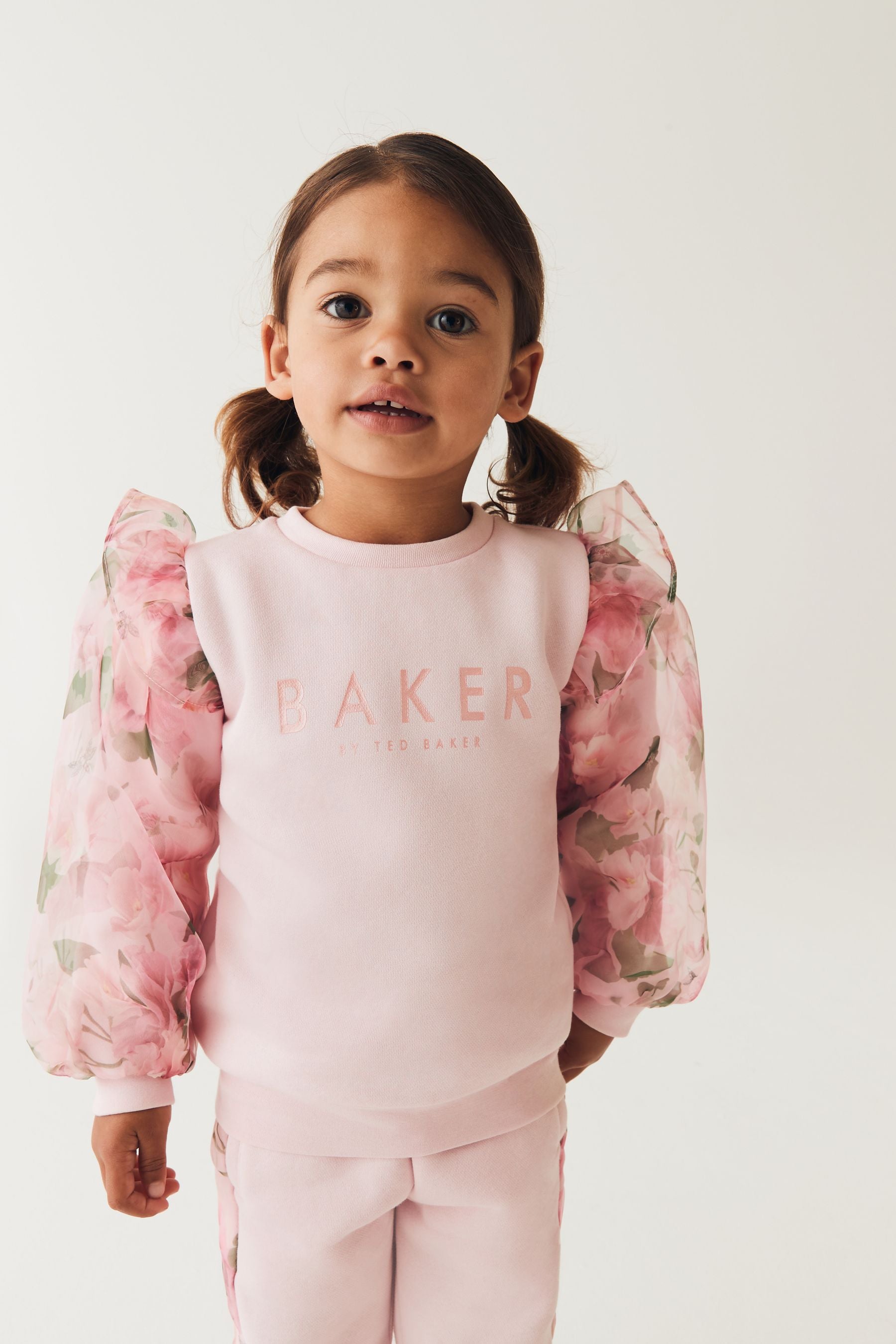 Pink Baker by Ted Baker (0-6yrs) Pink Organza Sweater and Jogger Set