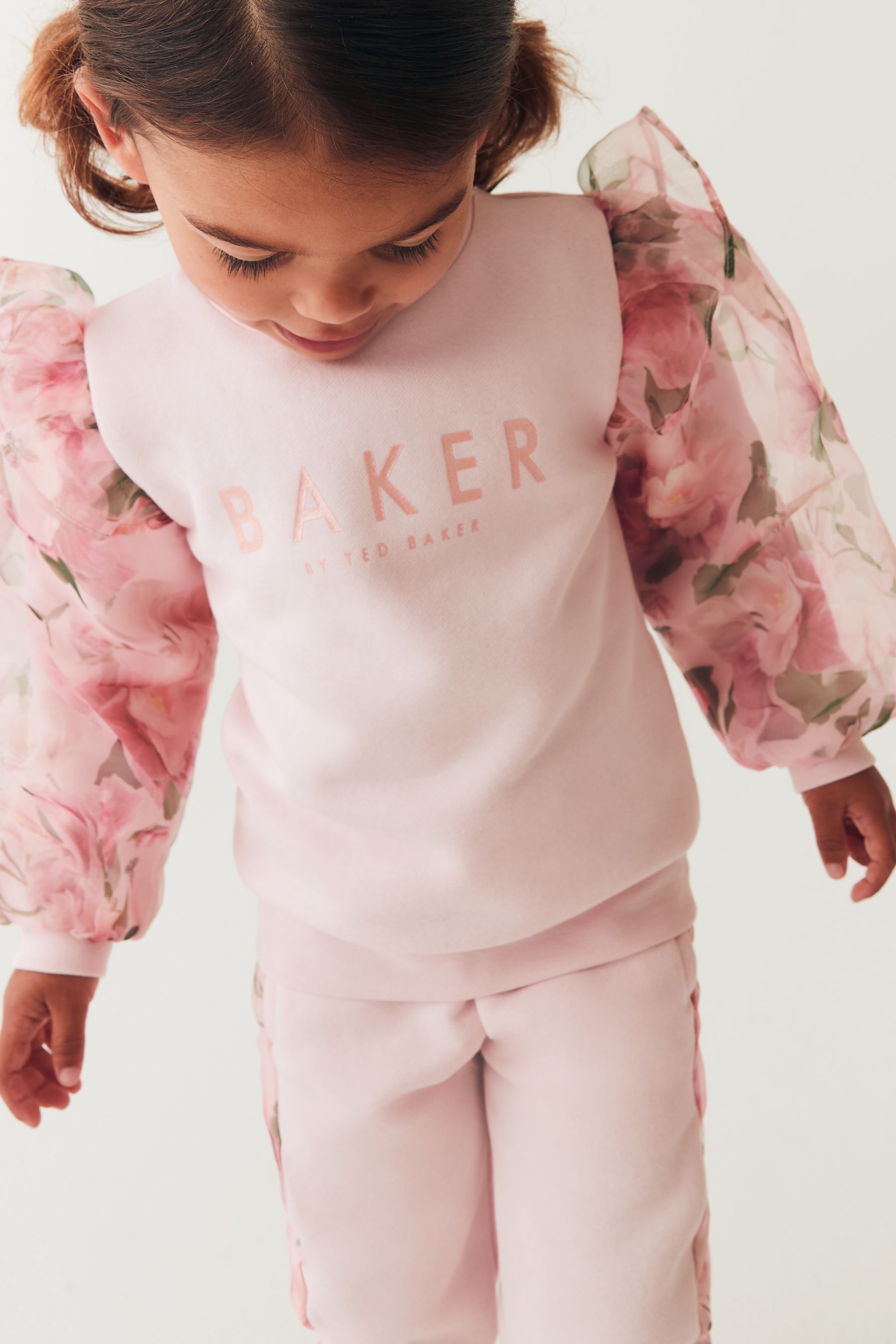 Pink Baker by Ted Baker (0-6yrs) Pink Organza Sweater and Jogger Set