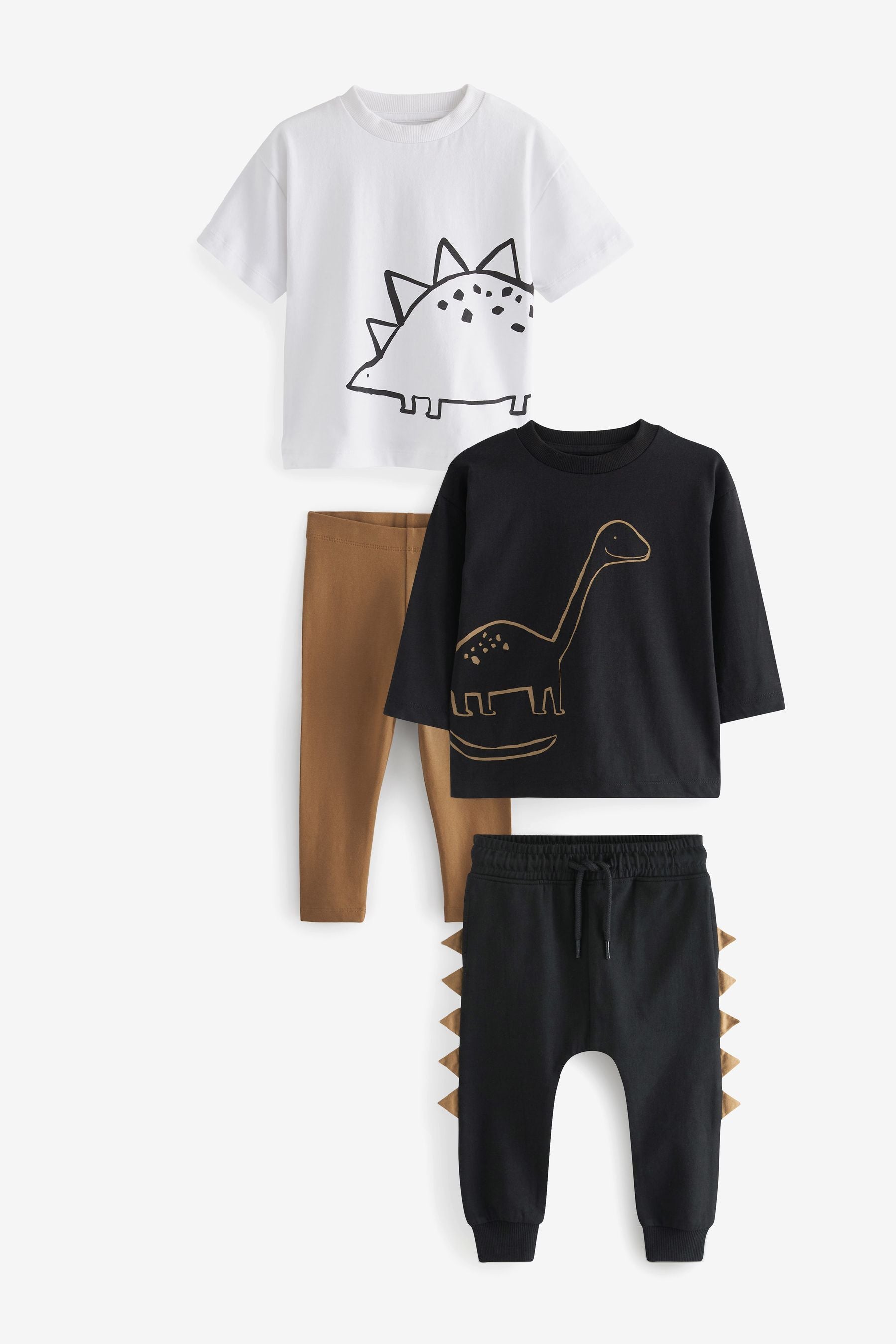 Black/Tan Brown T-Shirts And Joggers 4 Piece Set (3mths-7yrs)