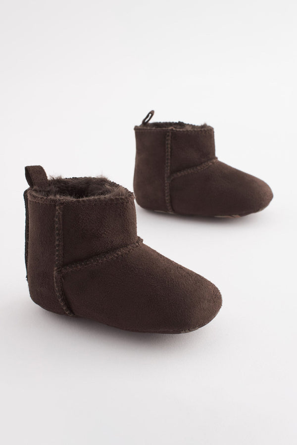 Chocolate Brown Warm Lined Baby Pull On Boots (0-24mths)