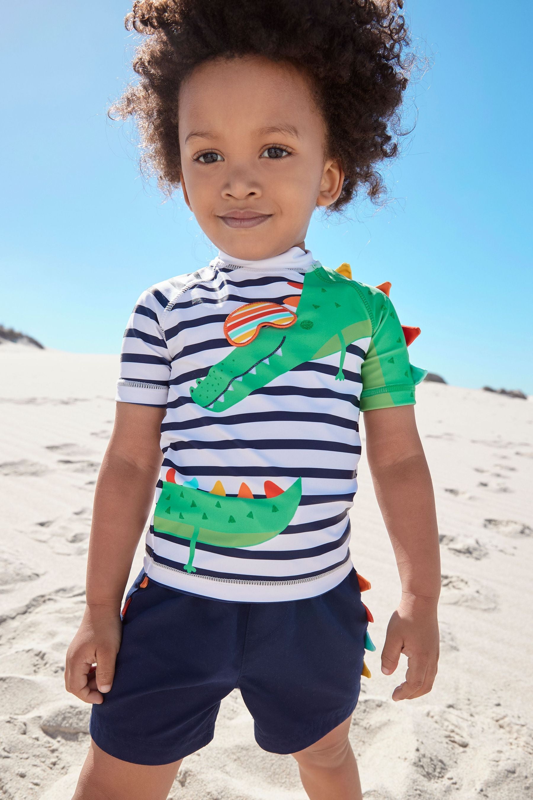 Stripy Crocodile 2 Piece Rash Vest And Shorts Set (3mths-7yrs)