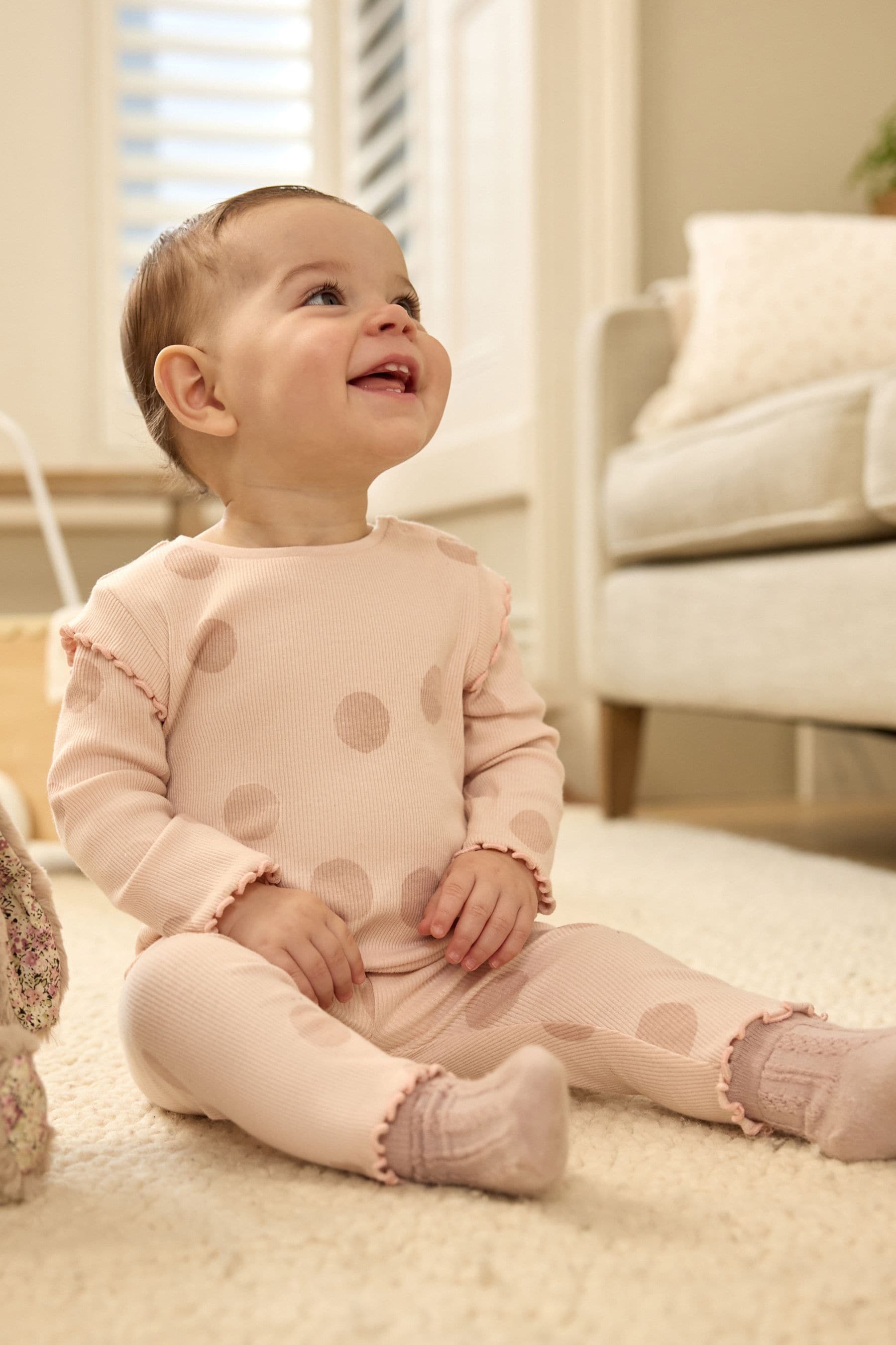 Pink Spot Baby Top And Leggings Set